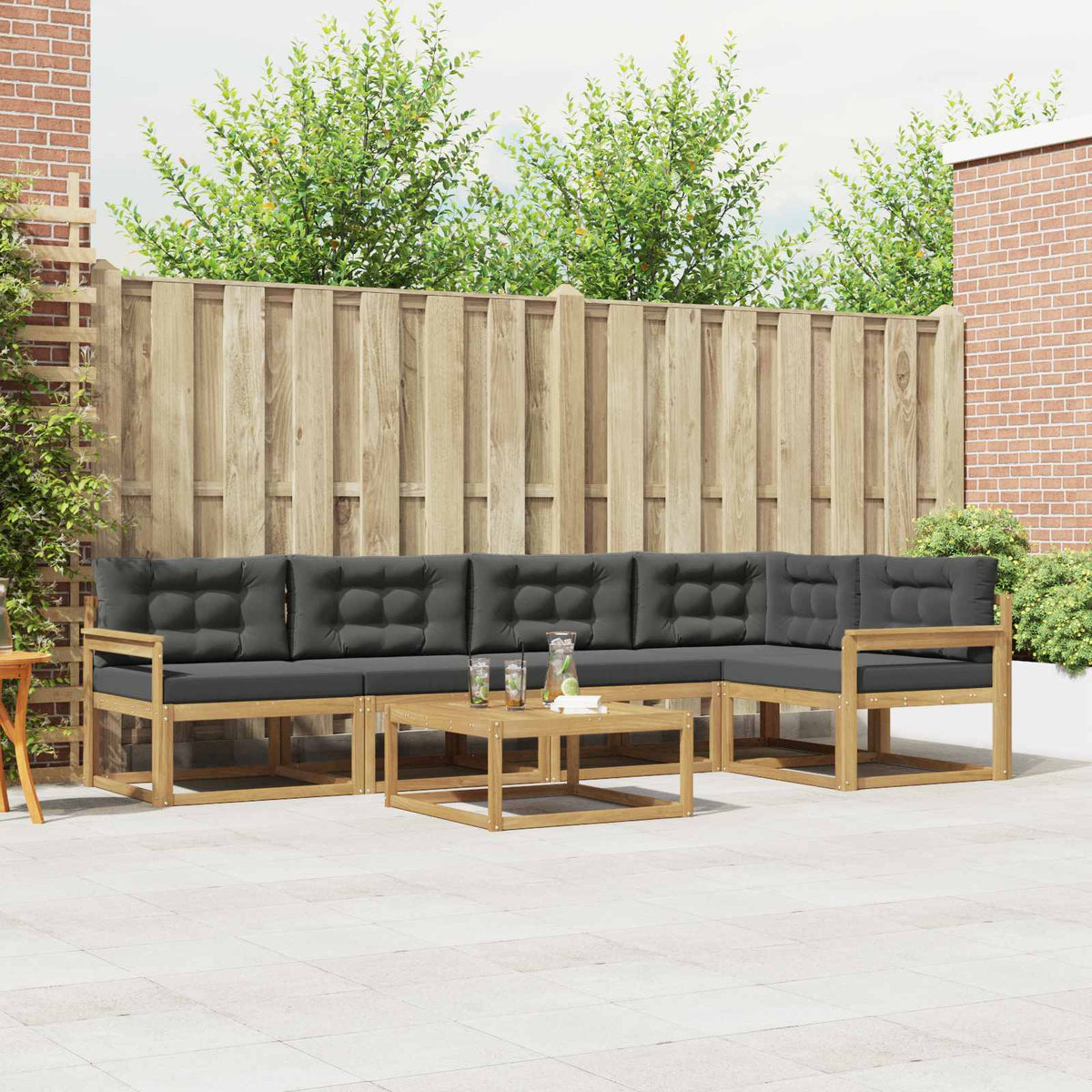 Set vanjskih sofa 6 kom. Smeđa 79 x 79 x 37 cm