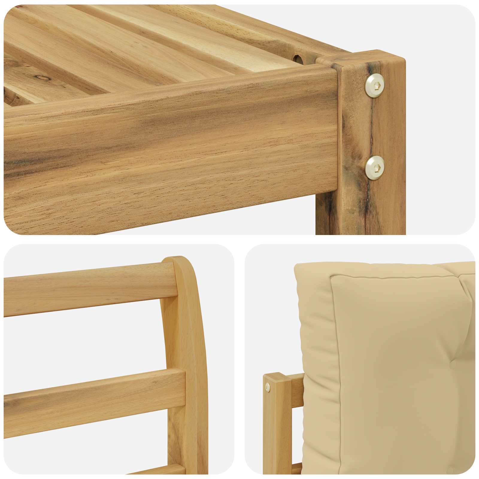 Set vanjskih sofa 6 kom. Bijela i bež Poliester