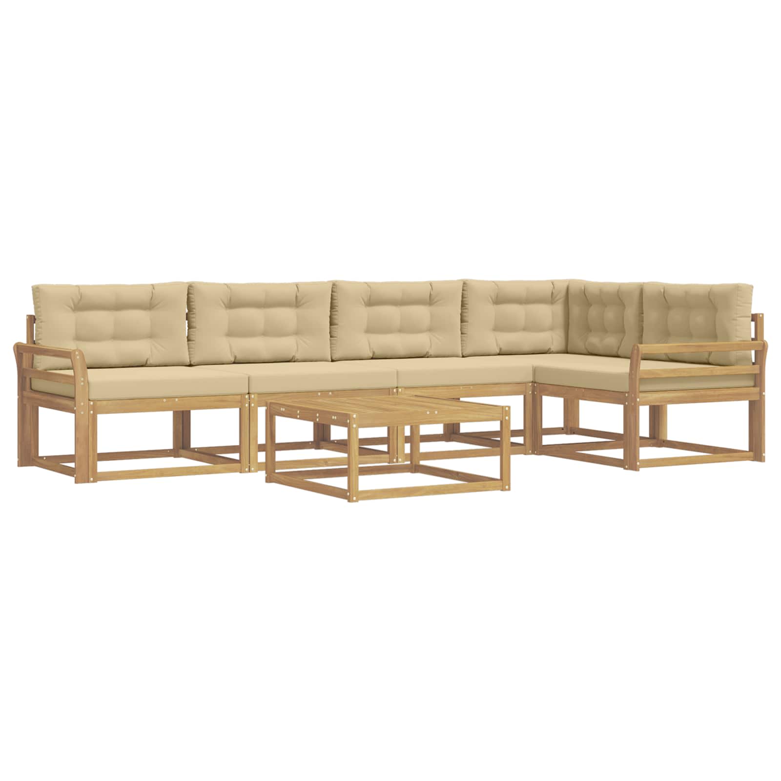 Set vanjskih sofa 6 kom. Bijela i bež Poliester