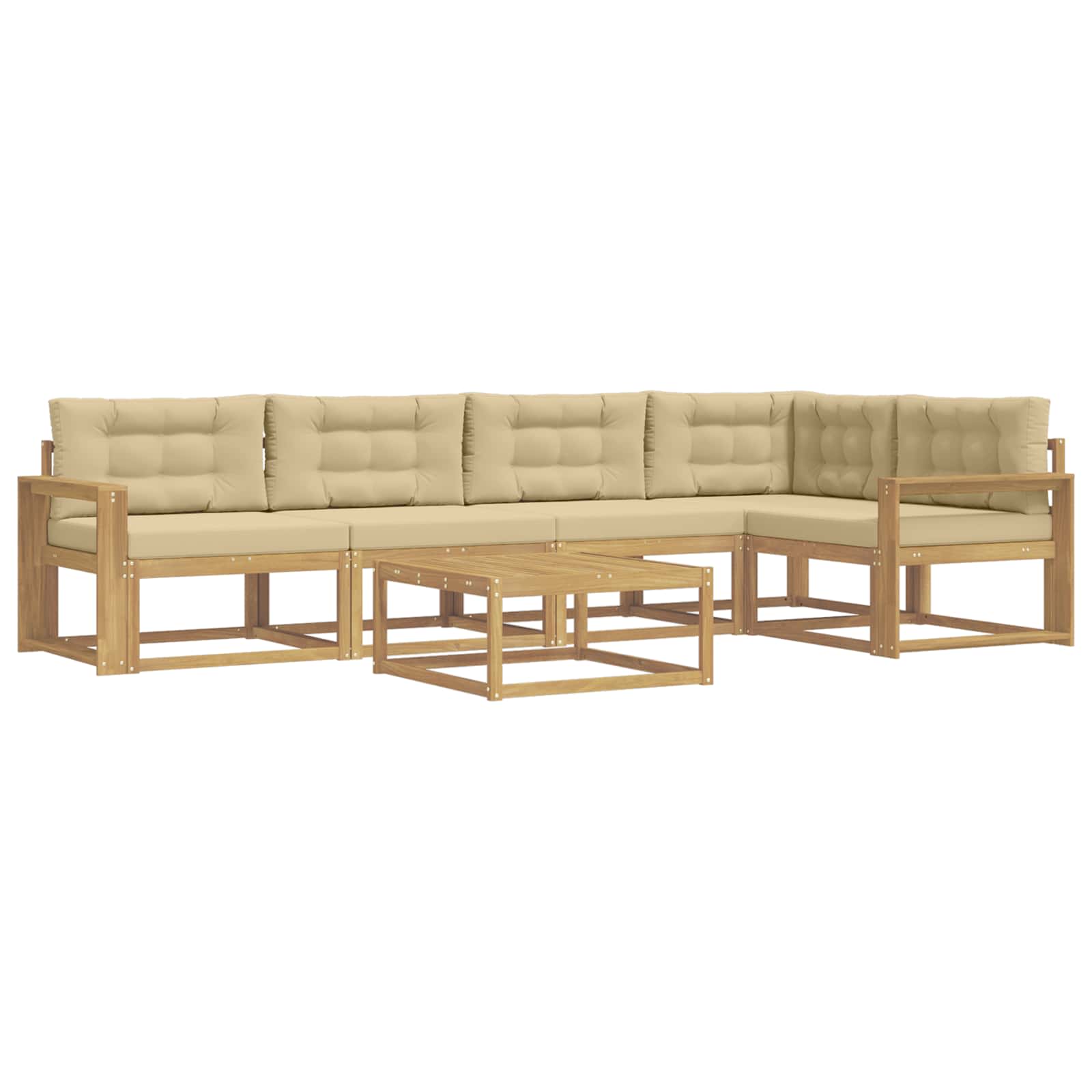 Set vanjskih sofa 6 kom. Bijela i bež Poliester
