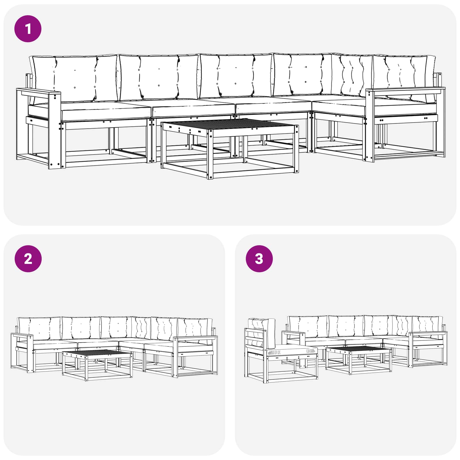 Set vanjskih sofa 6 kom. Bijela i bež Poliester