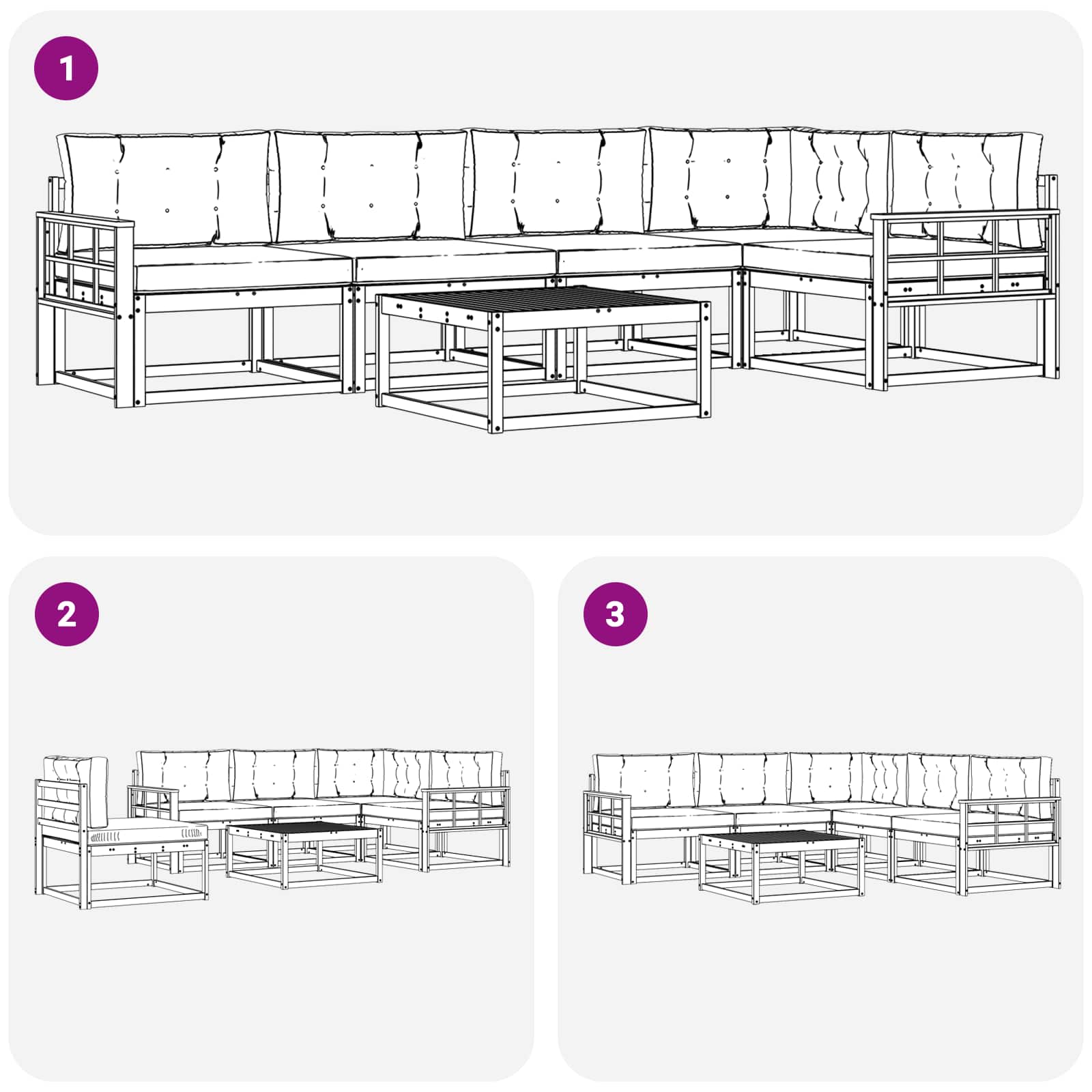Set vanjskih sofa 6 pcs Bijela i svjetlosiva 79 x 79 x 37 cm