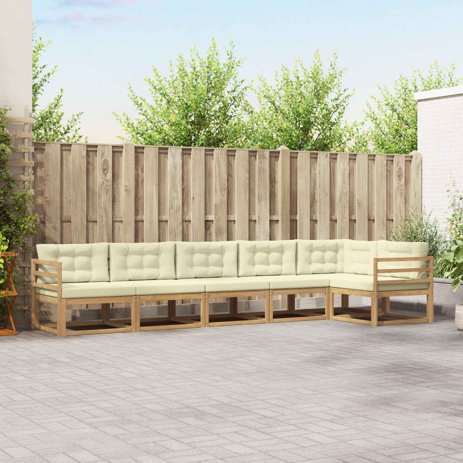 Set vanjskih sofa s jastukom 4 pcs Bijela i krem Poliester