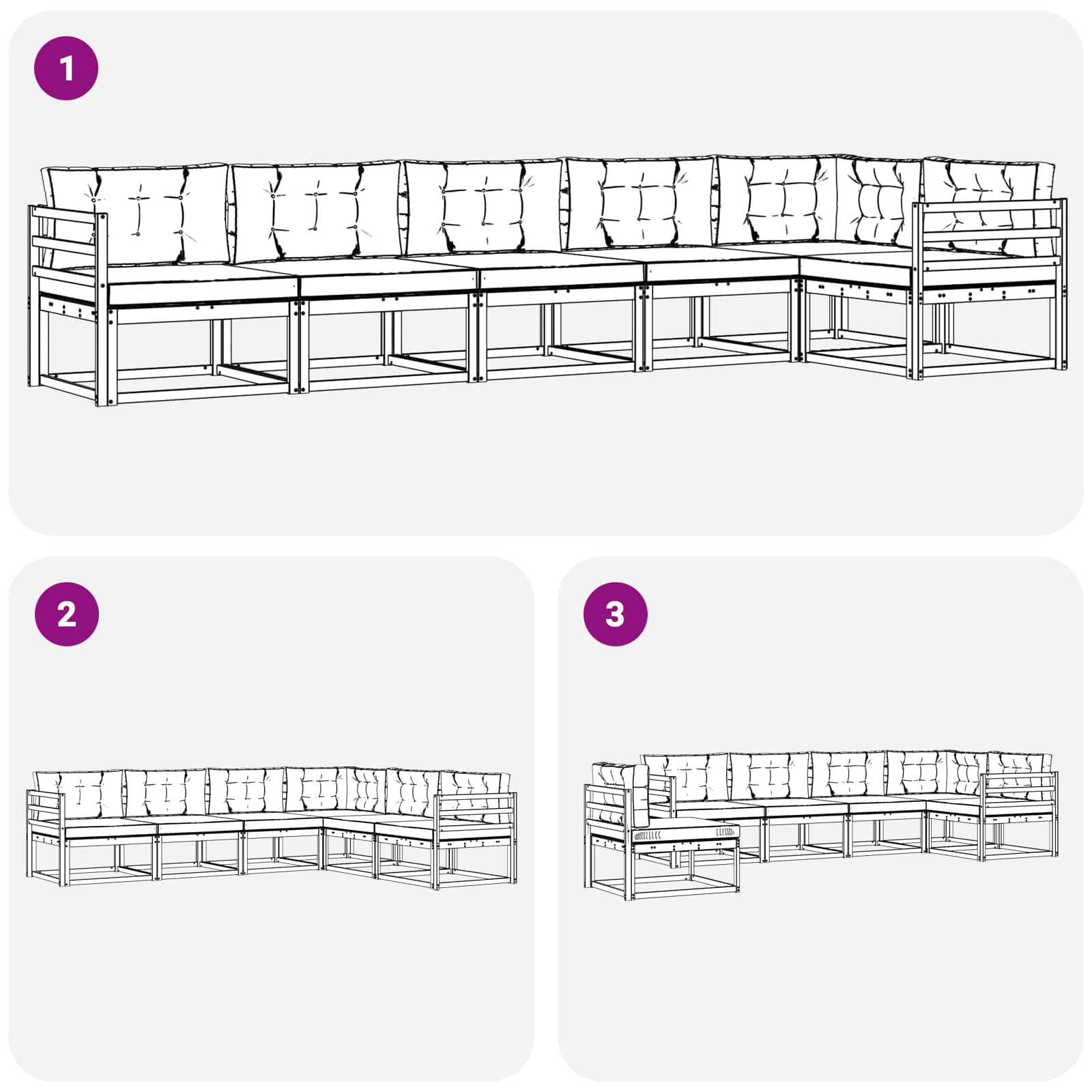 Set vanjskih sofa 4 pcs Bijela i svjetlosiva Poliester