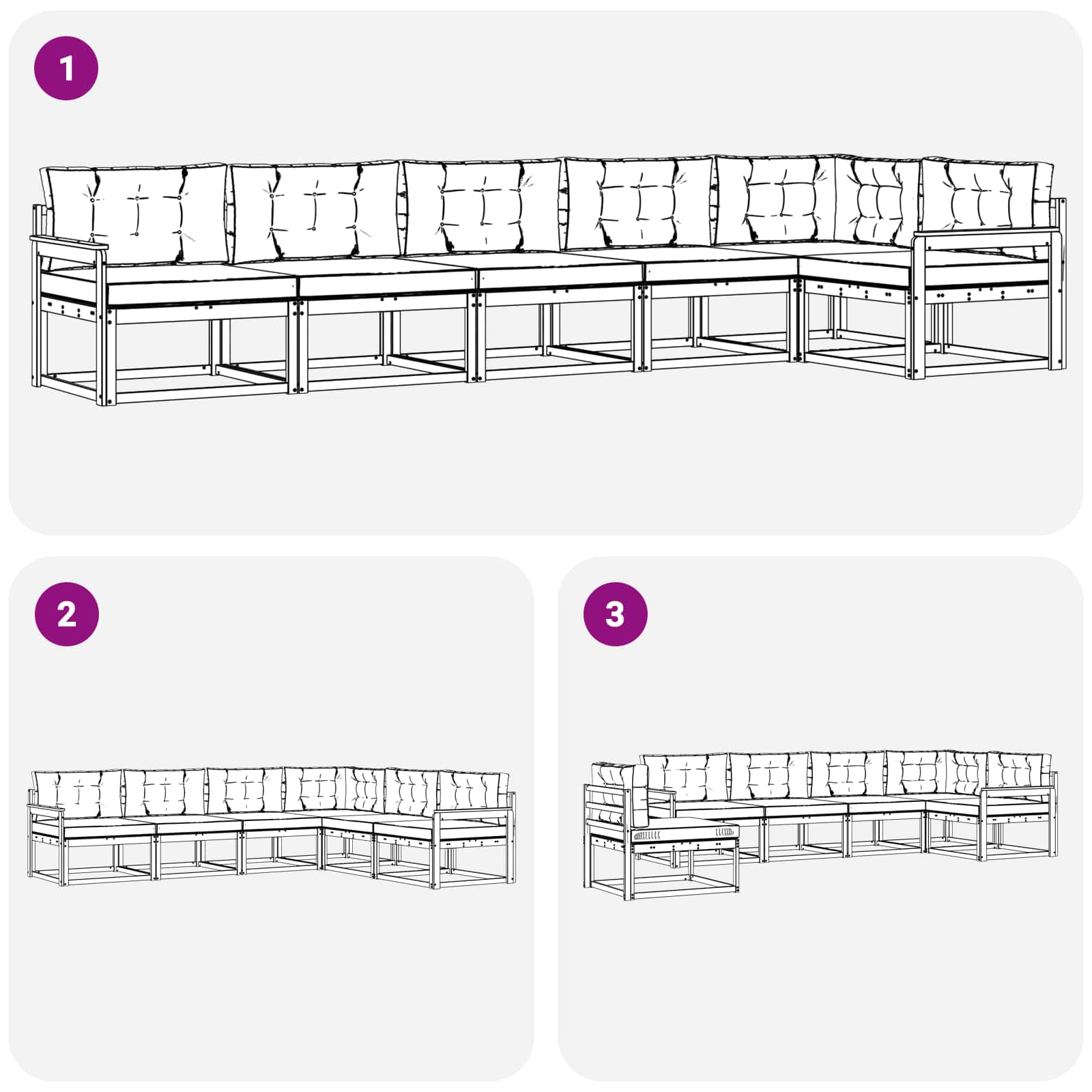 Set vanjskih sofa 4 pcs Bijela i svjetlosiva Poliester