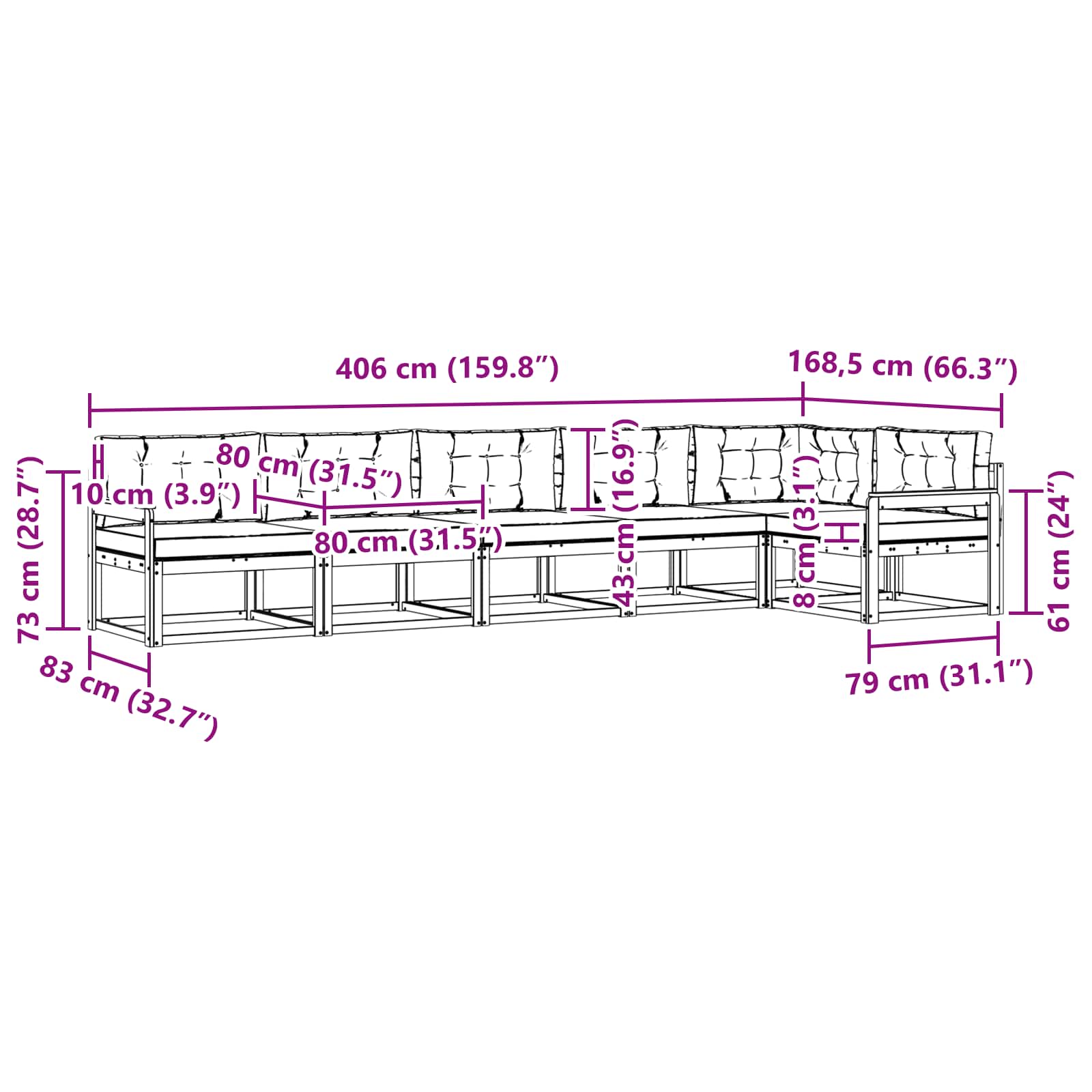 Set vanjskih sofa s jastukom 4 pcs Bijela i antracit Poliester