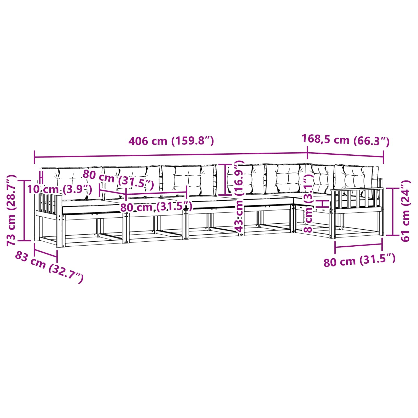 Set vanjskih sofa s jastukom 4 pcs Bijela i krem Poliester