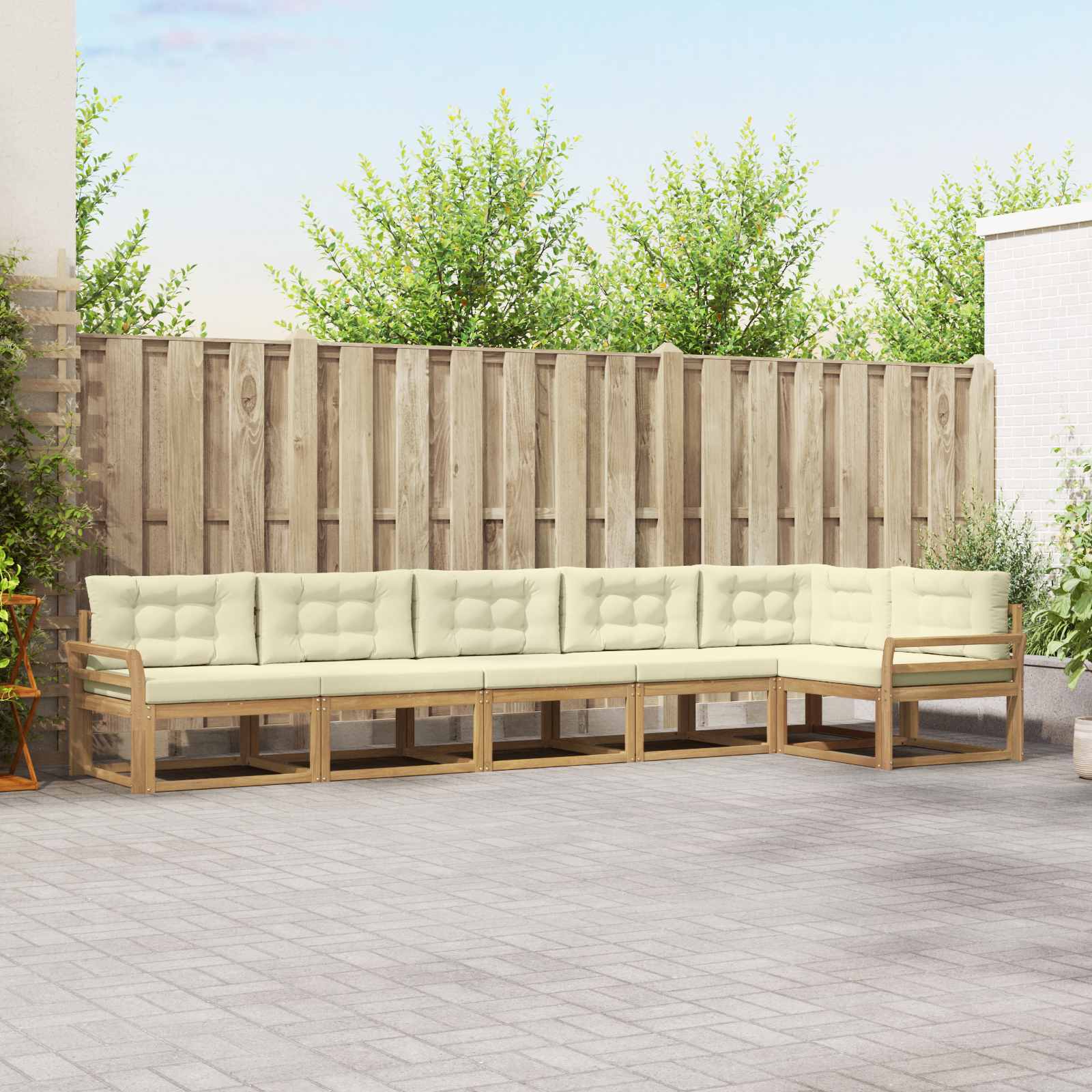 Set vanjskih sofa s jastukom 4 pcs Bijela i krem Poliester