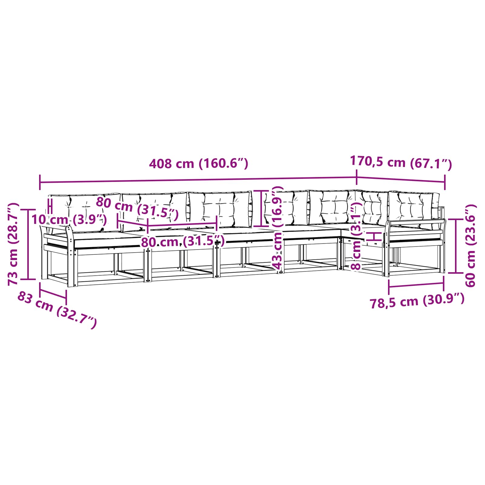 Set vanjskih sofa s jastukom 4 pcs Bijela i krem Poliester