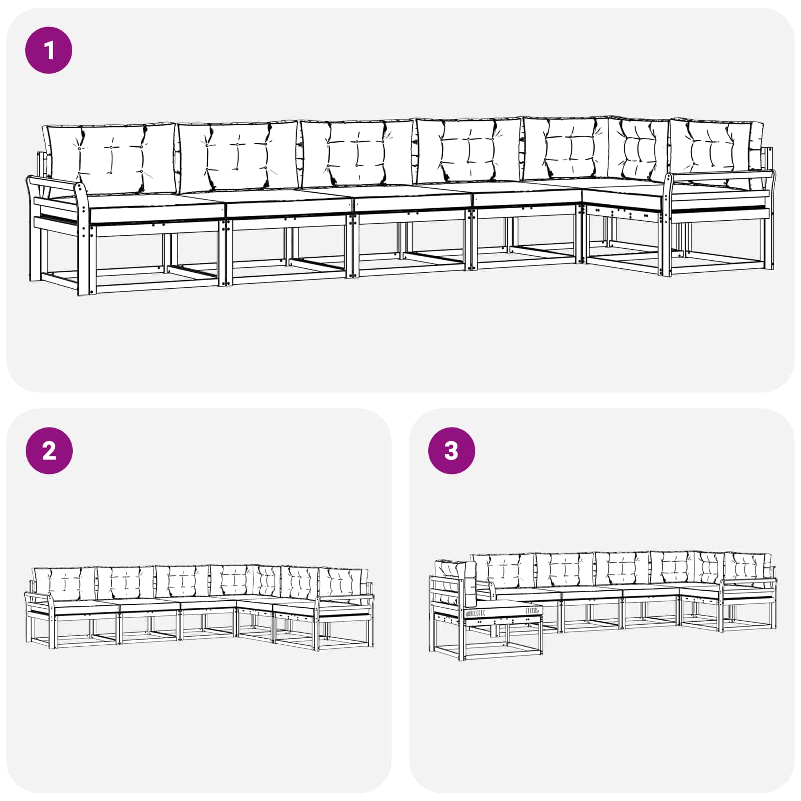 Set vanjskih sofa 4 pcs Bijela i svjetlosiva Poliester