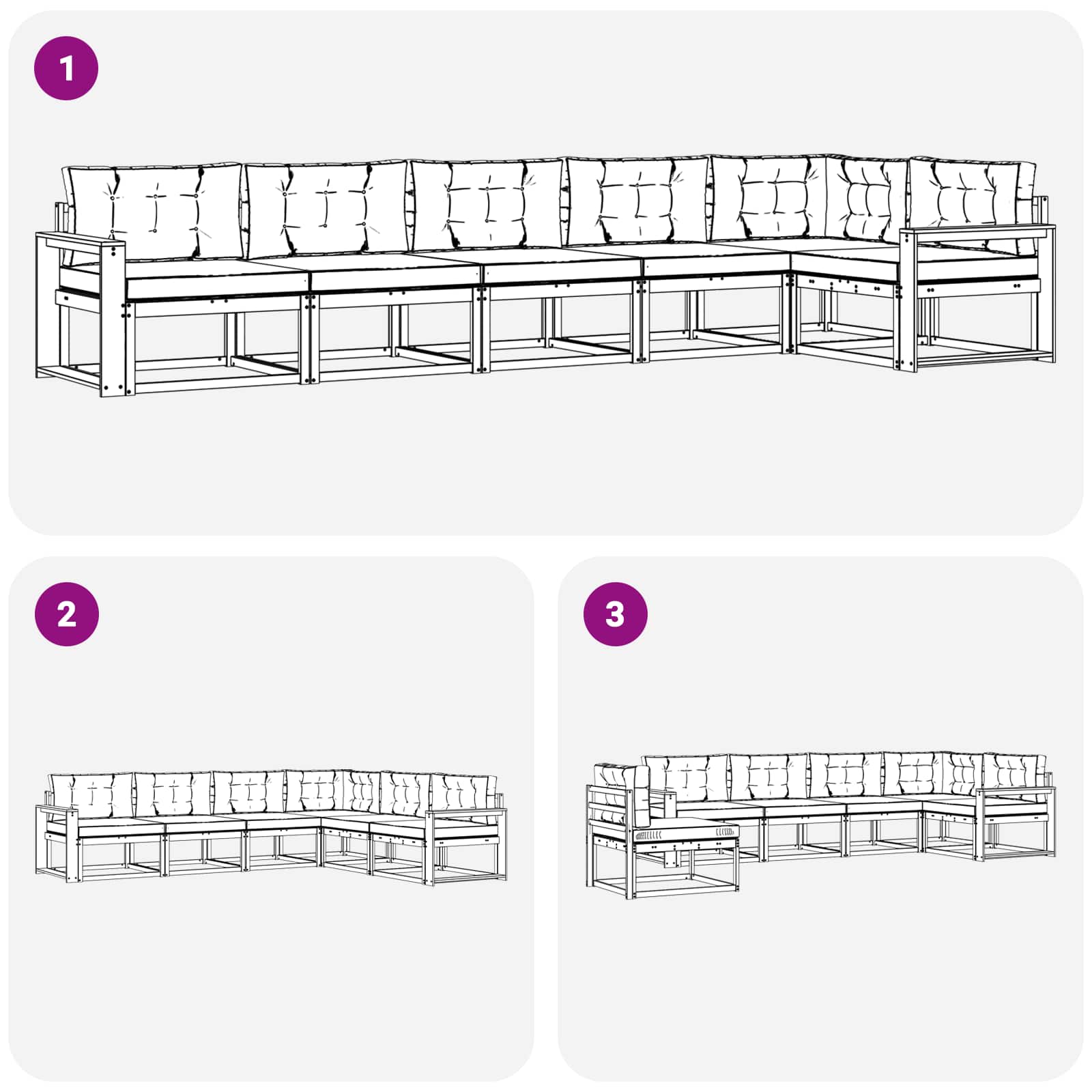 Set vanjskih sofa 4 pcs Bijela i svjetlosiva Poliester