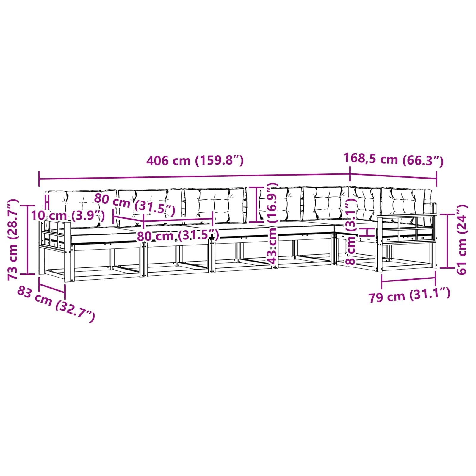 Set vanjskih sofa s jastukom 4 pcs Bijela i krem Poliester