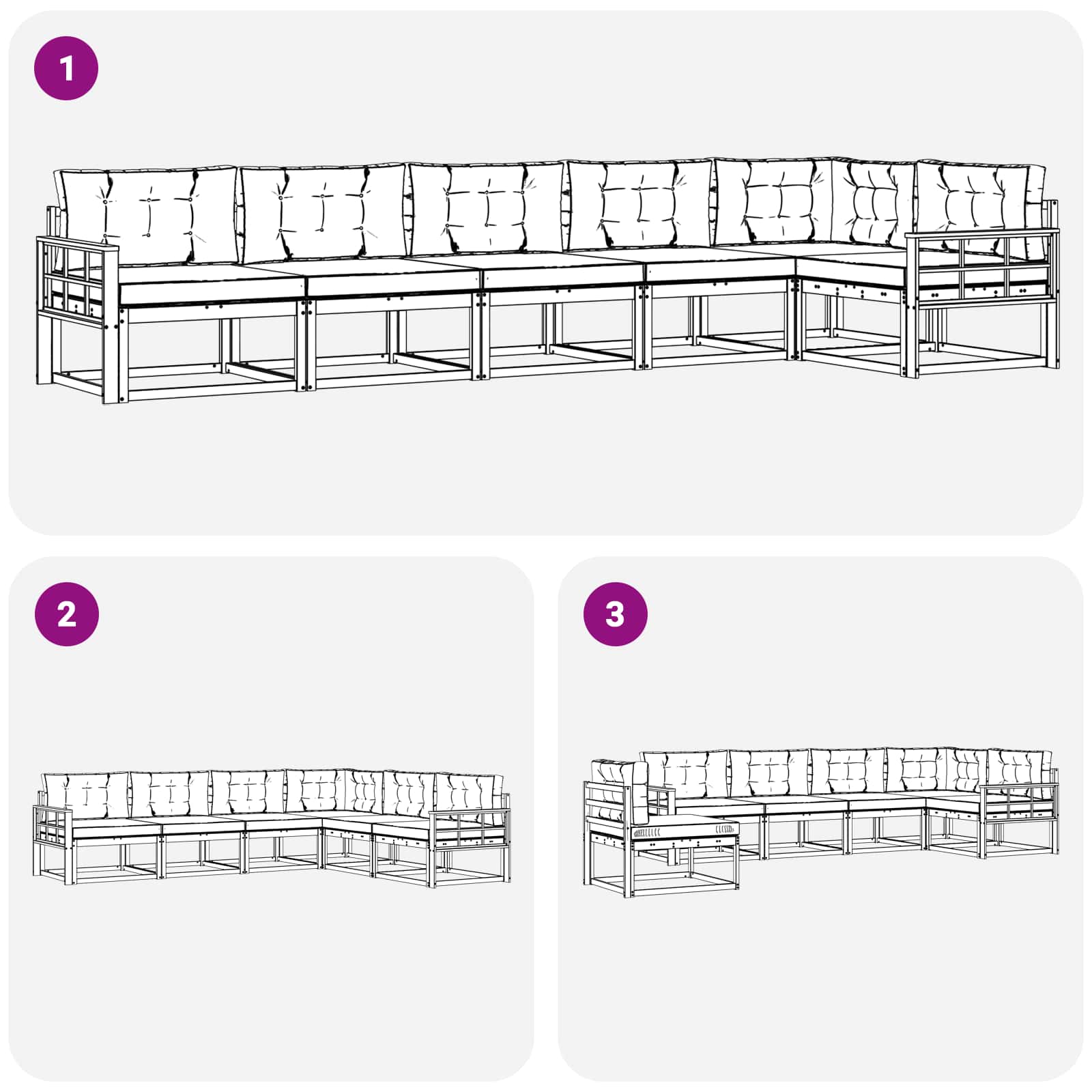Set vanjskih sofa 4 pcs Bijela i svjetlosiva Poliester