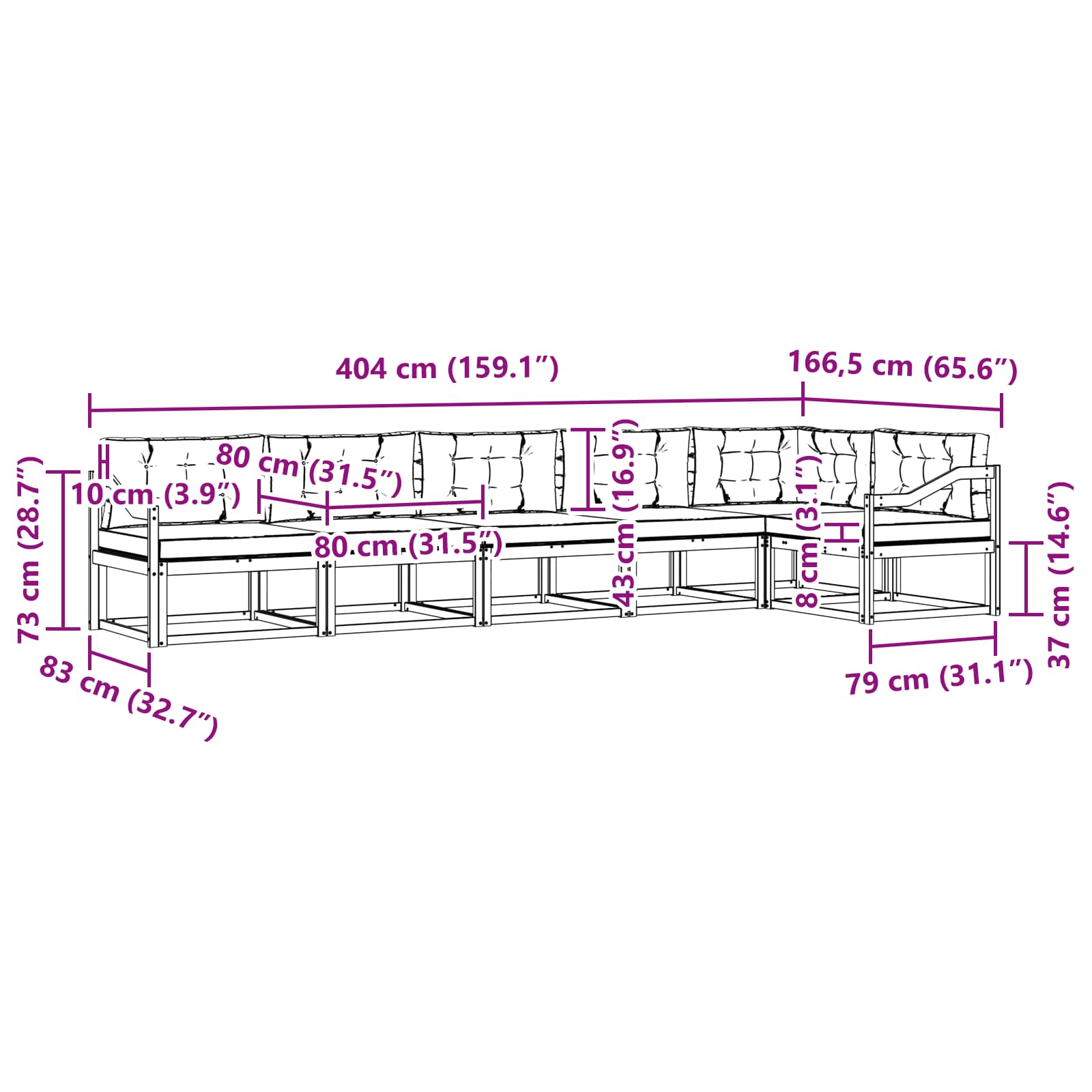 Set vanjskih sofa s jastukom 4 pcs Bijela i antracit Poliester