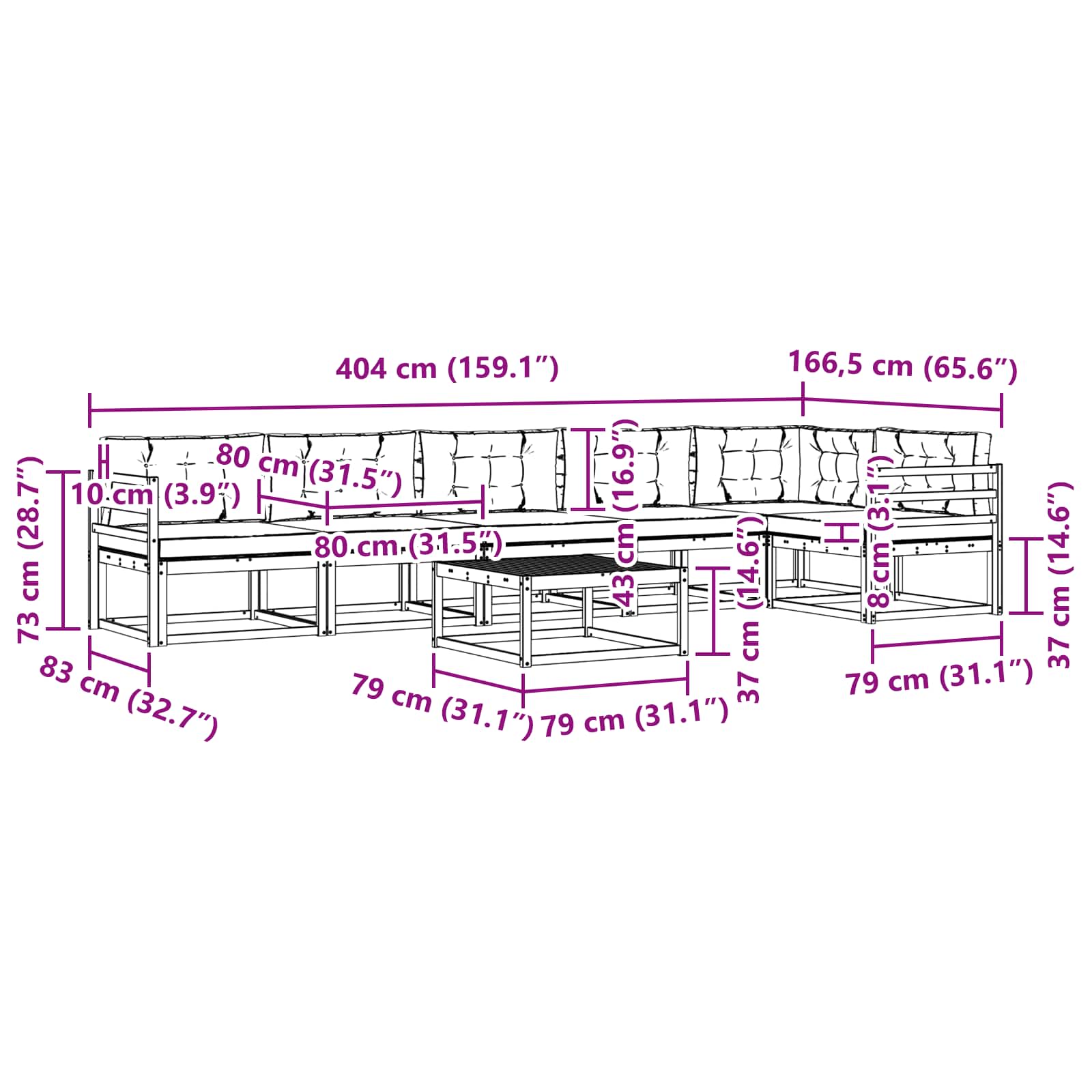 Set vanjskih sofa 7 pcs Bijela i bež 79 x 79 x 37 cm Poliester