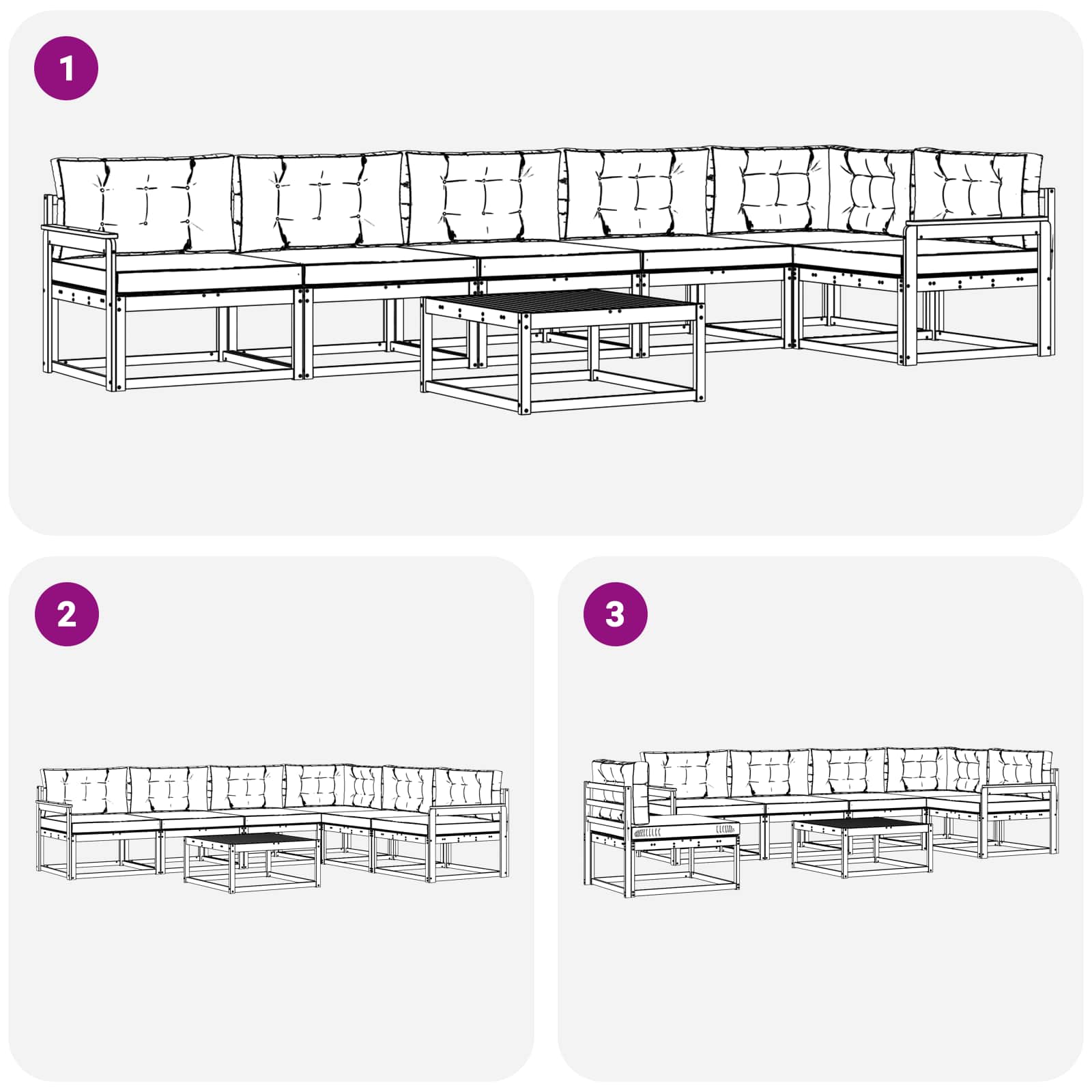 Set vanjskih sofa 7 pcs Bijela i krem 79 x 79 x 37 cm Poliester