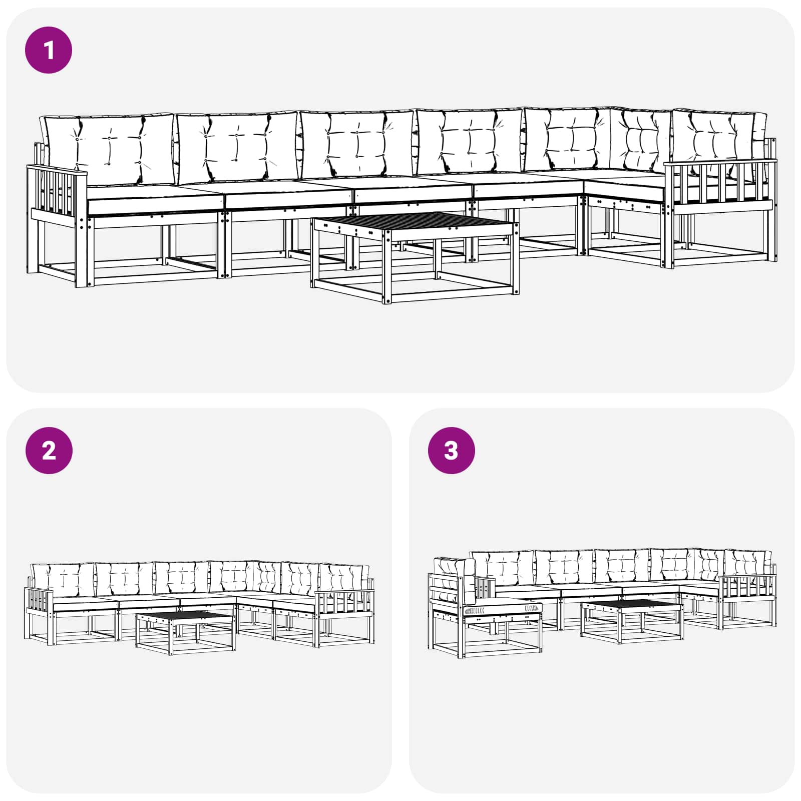 Set vanjskih sofa 7 pcs Bijela i bež 79 x 79 x 37 cm Poliester