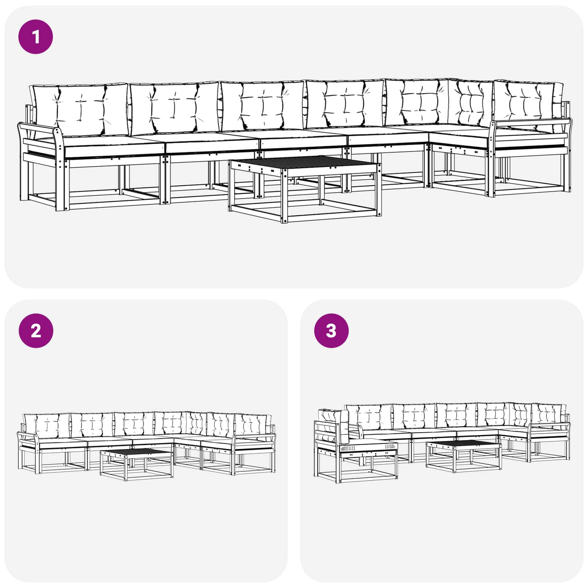 Set vanjskih sofa 7 kom. Bijela i svjetlosiva Poliester