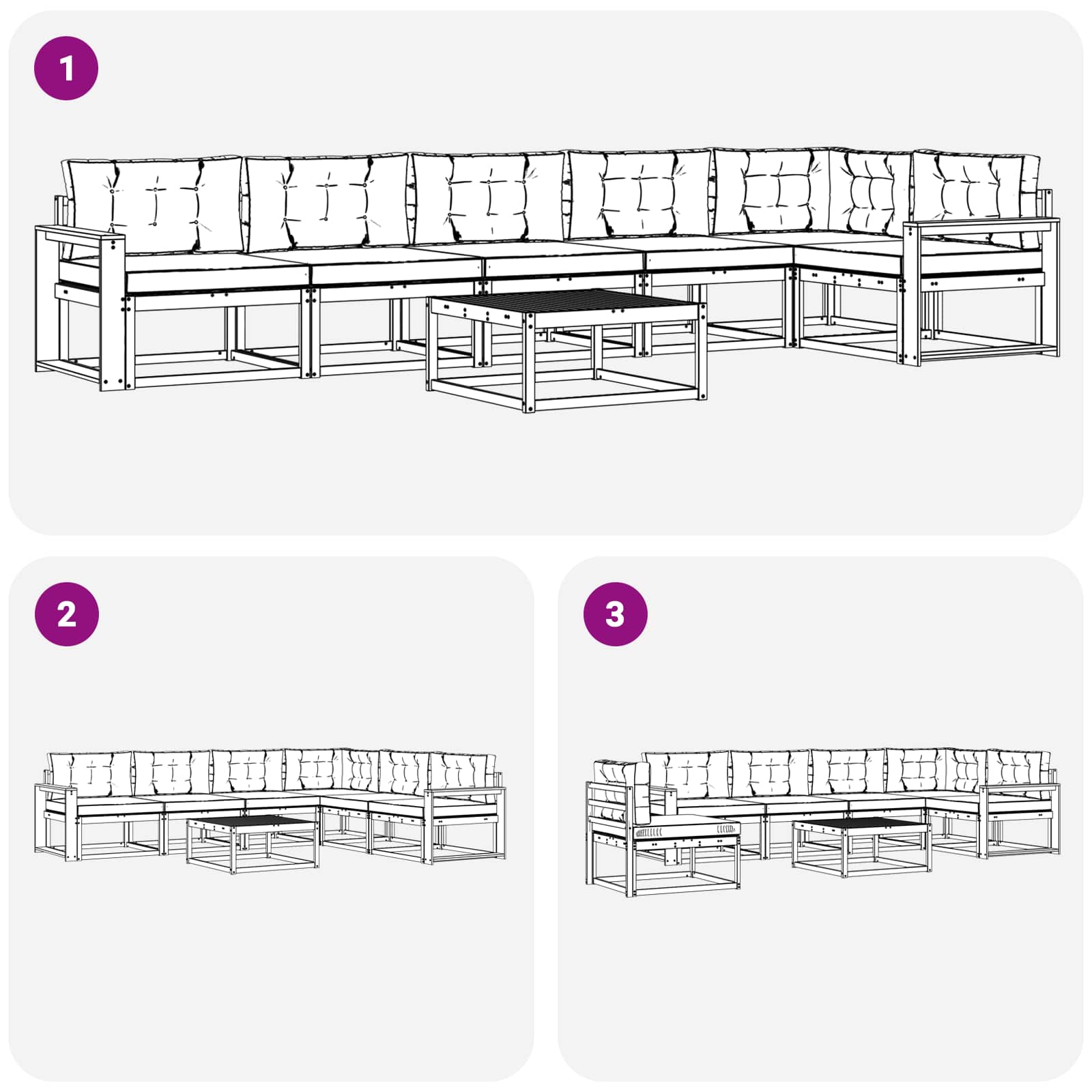 Set vanjskih sofa 7 pcs Bijela i krem 79 x 79 x 37 cm Poliester