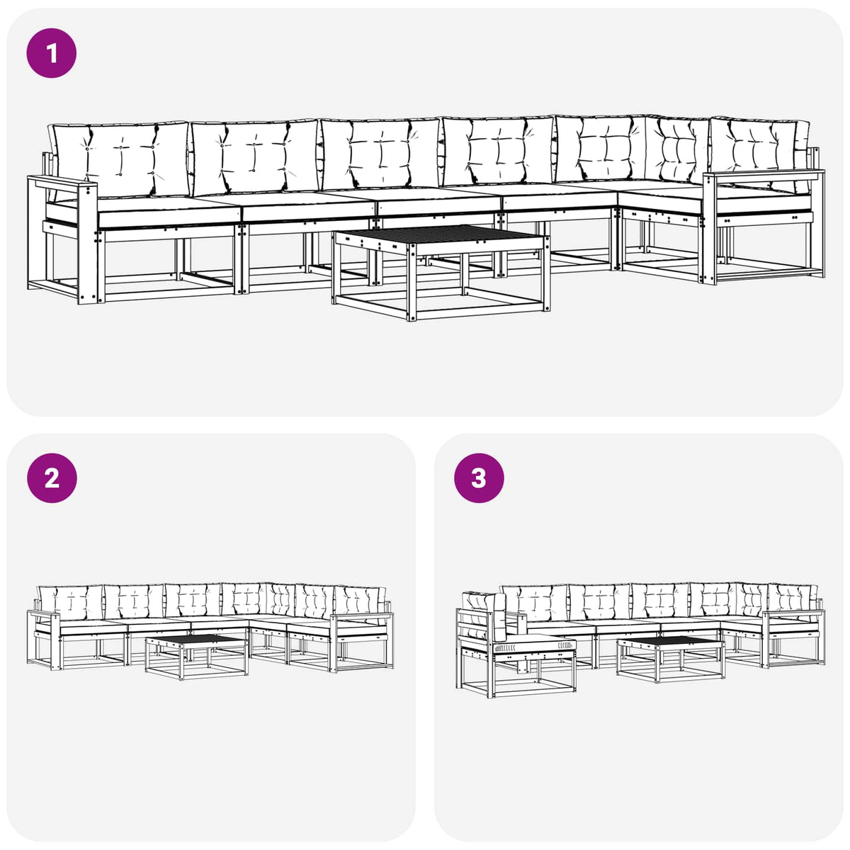 Set vanjskih sofa 7 kom. Bijela i antracit Poliester