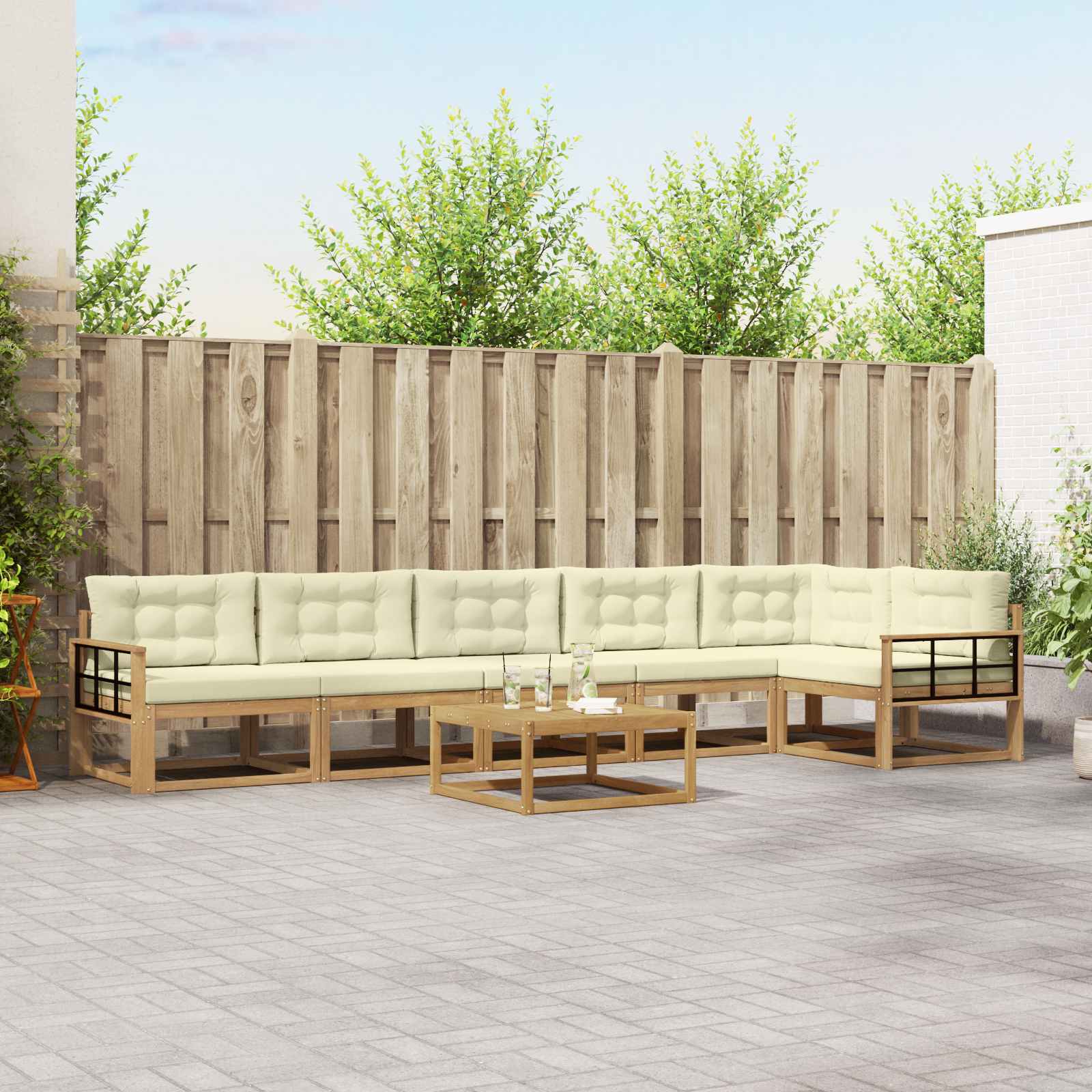 Set vanjskih sofa 7 pcs Bijela i krem 79 x 79 x 37 cm Poliester