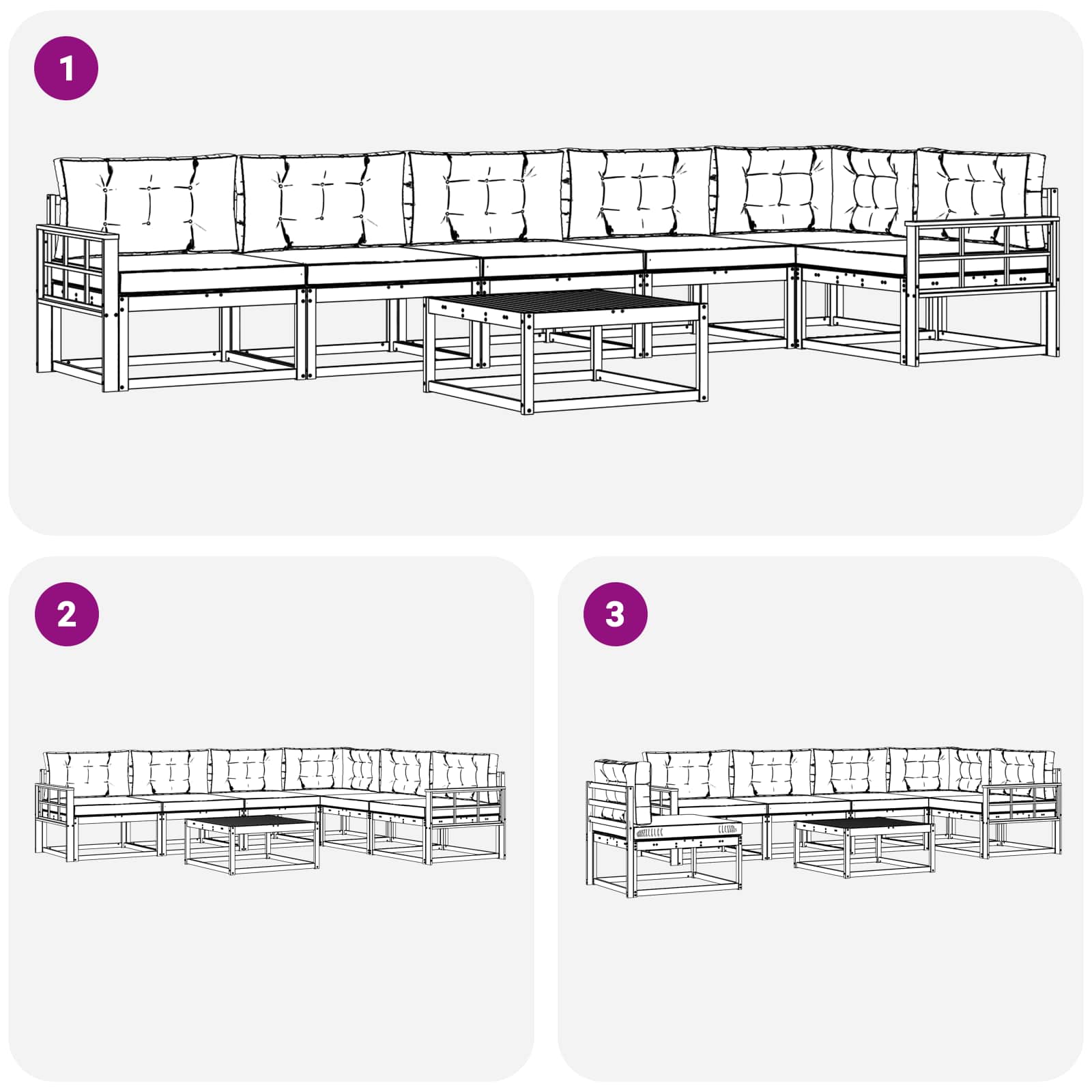 Set vanjskih sofa 7 pcs Bijela i bež 79 x 79 x 37 cm Poliester