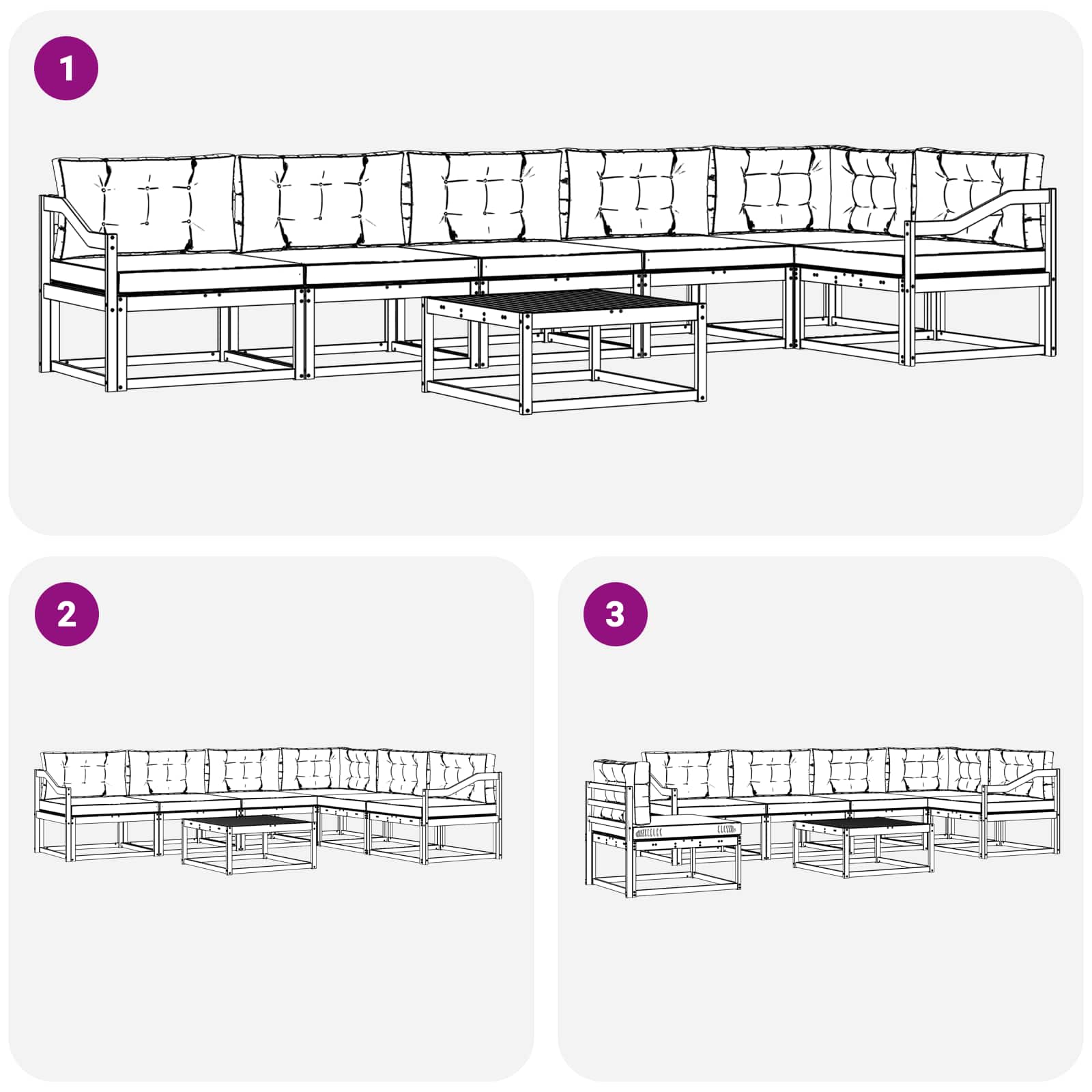Set vanjskih sofa 7 pcs Bijela i krem 79 x 79 x 37 cm Poliester