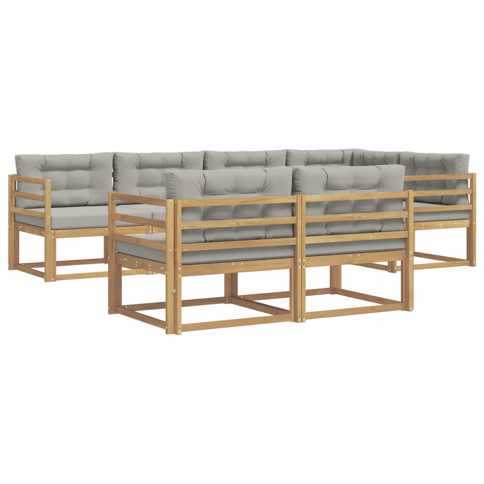 Set vanjskih sofa 6 pcs Bijela i svjetlosiva Poliester