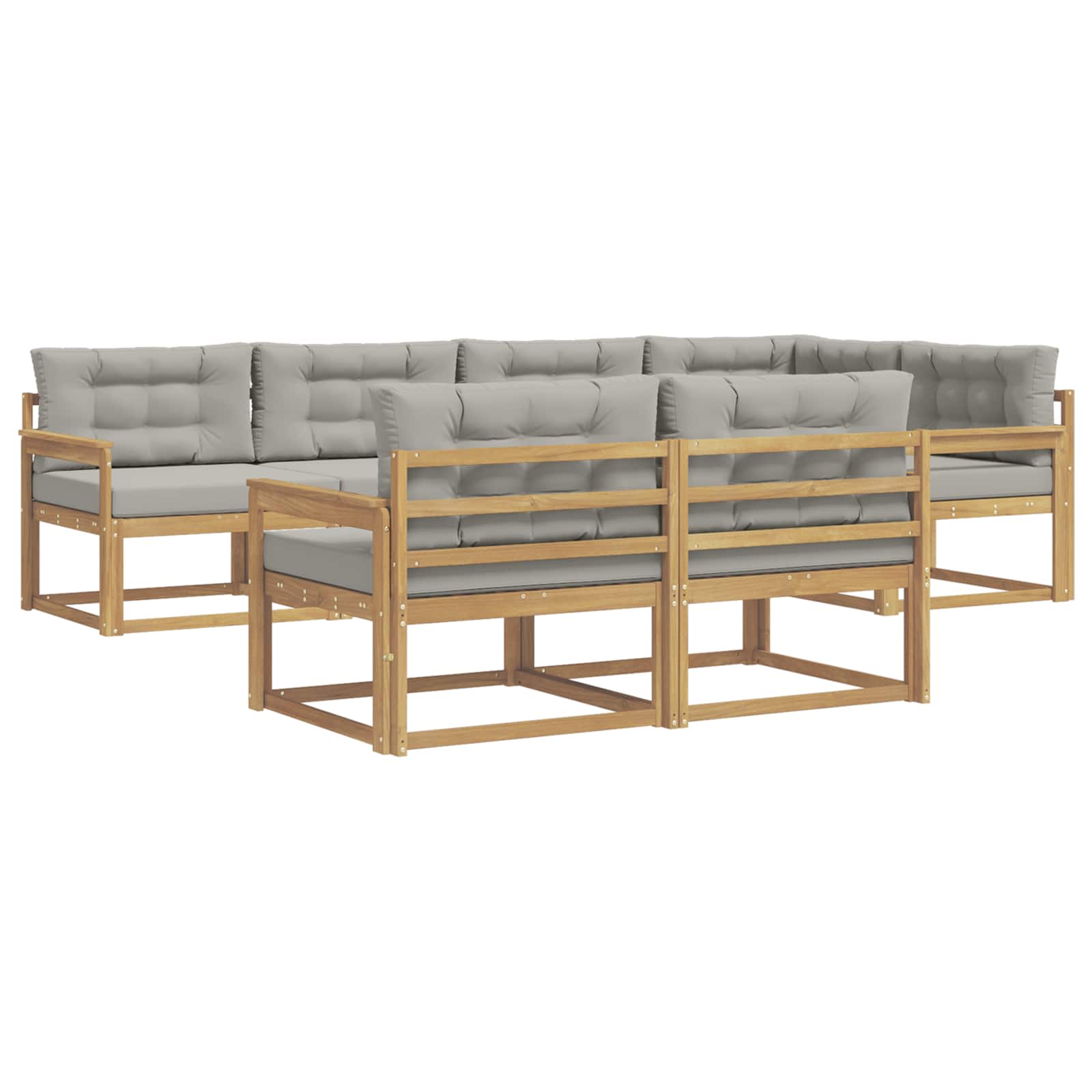 Set vanjskih sofa 6 pcs Bijela i svjetlosiva Poliester