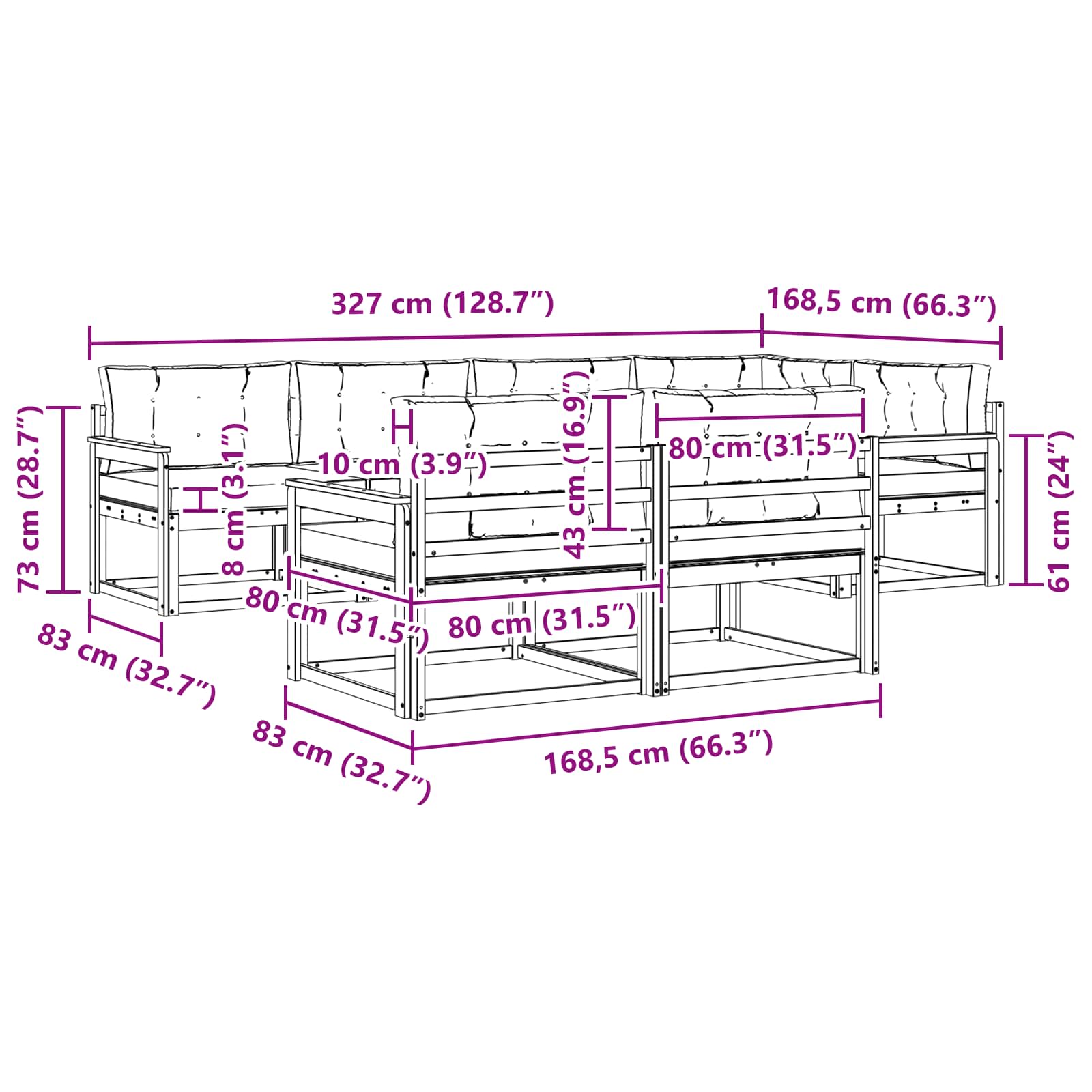 Set vanjskih sofa s jastukom 6 pcs Bijela i antracit Poliester