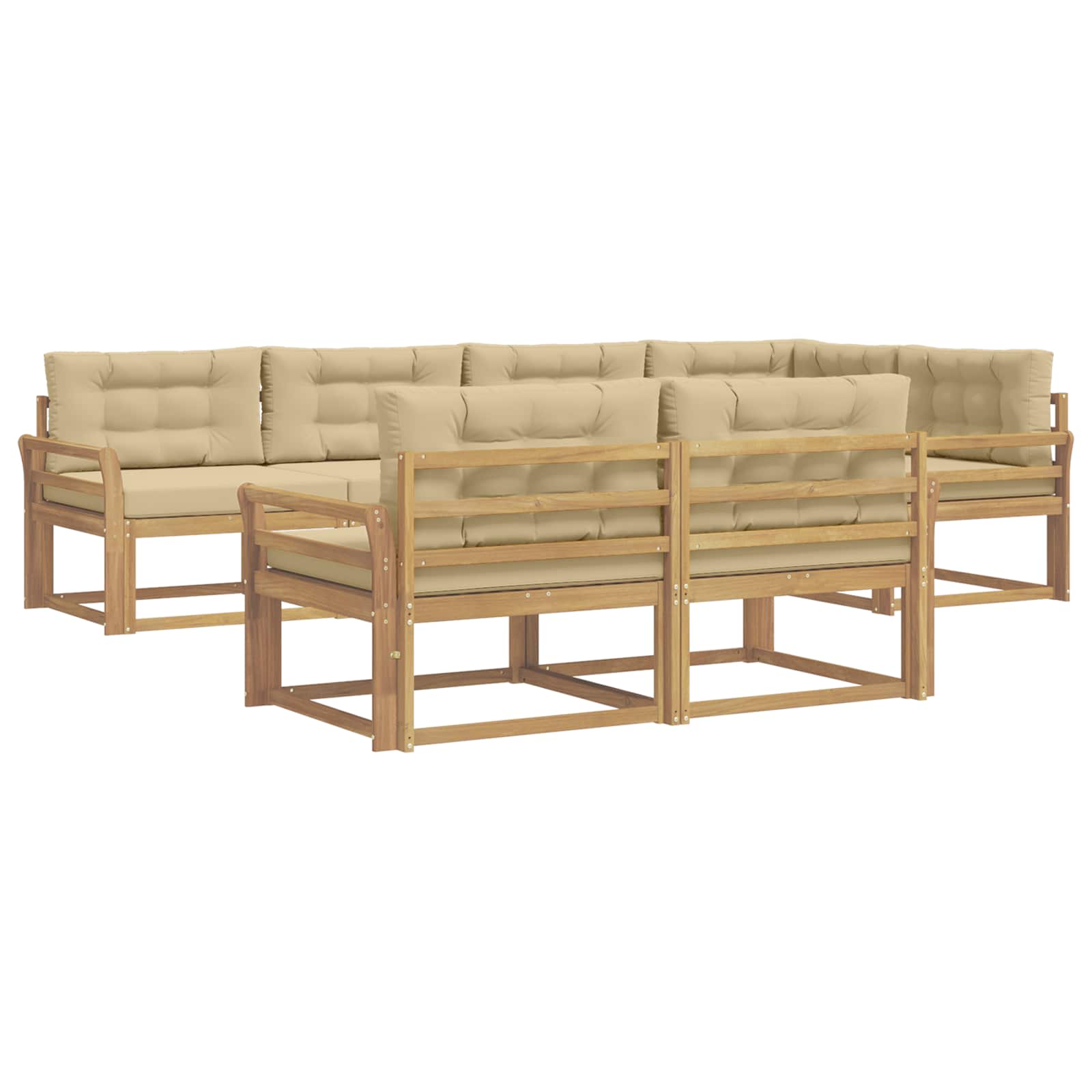 Set vanjskih sofa s jastukom 6 pcs Bijela i bež Poliester