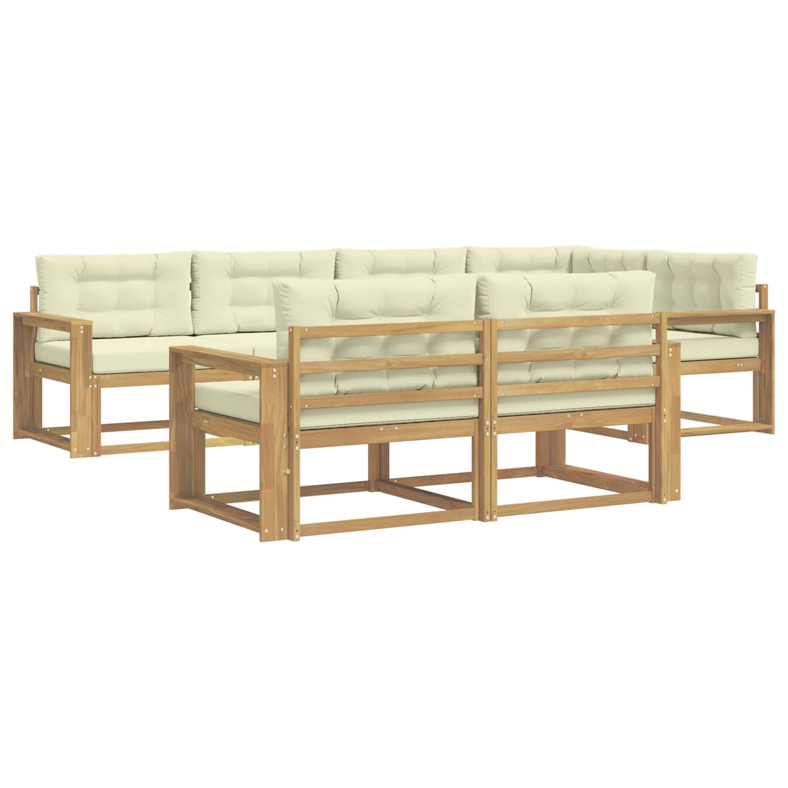 Set vanjskih sofa s jastukom 6 pcs Bijela i krem Poliester