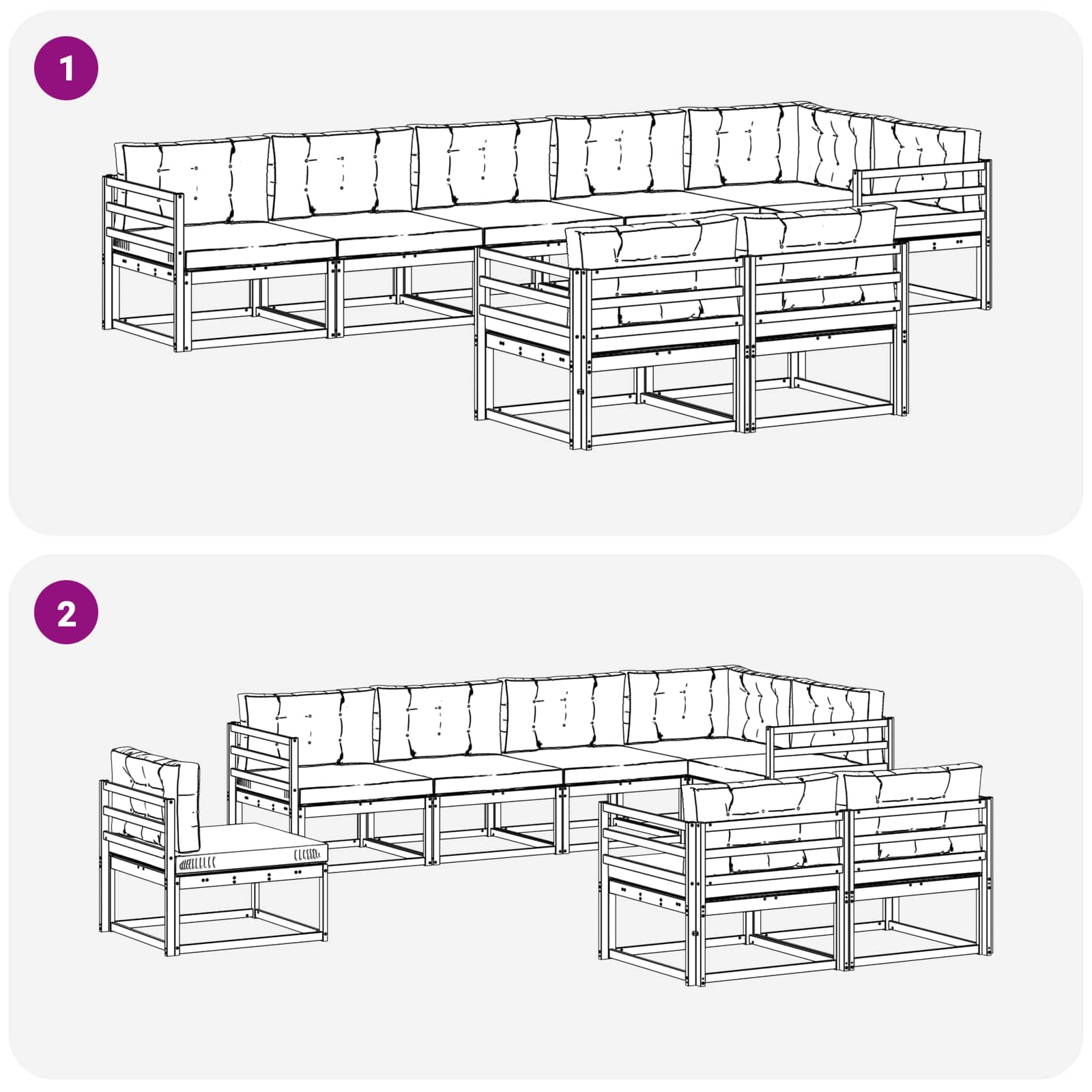 Set vanjskih sofa 6 pcs Bijela i svjetlosiva Poliester