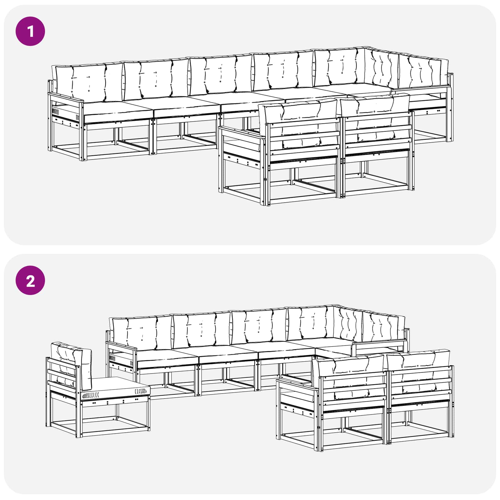 Set vanjskih sofa s jastukom 6 pcs Bijela i bež Poliester