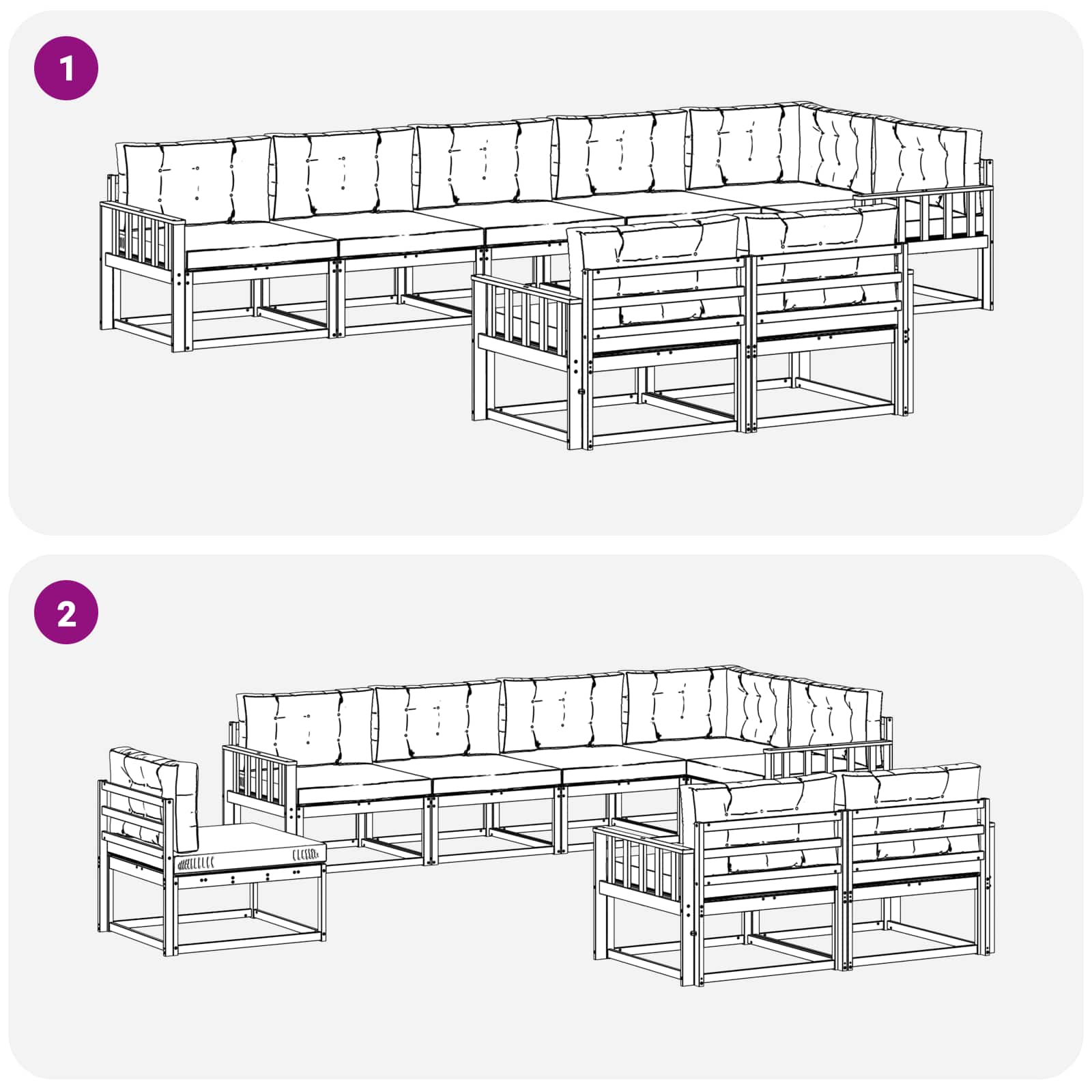 Set vanjskih sofa s jastukom 6 pcs Bijela i bež Poliester