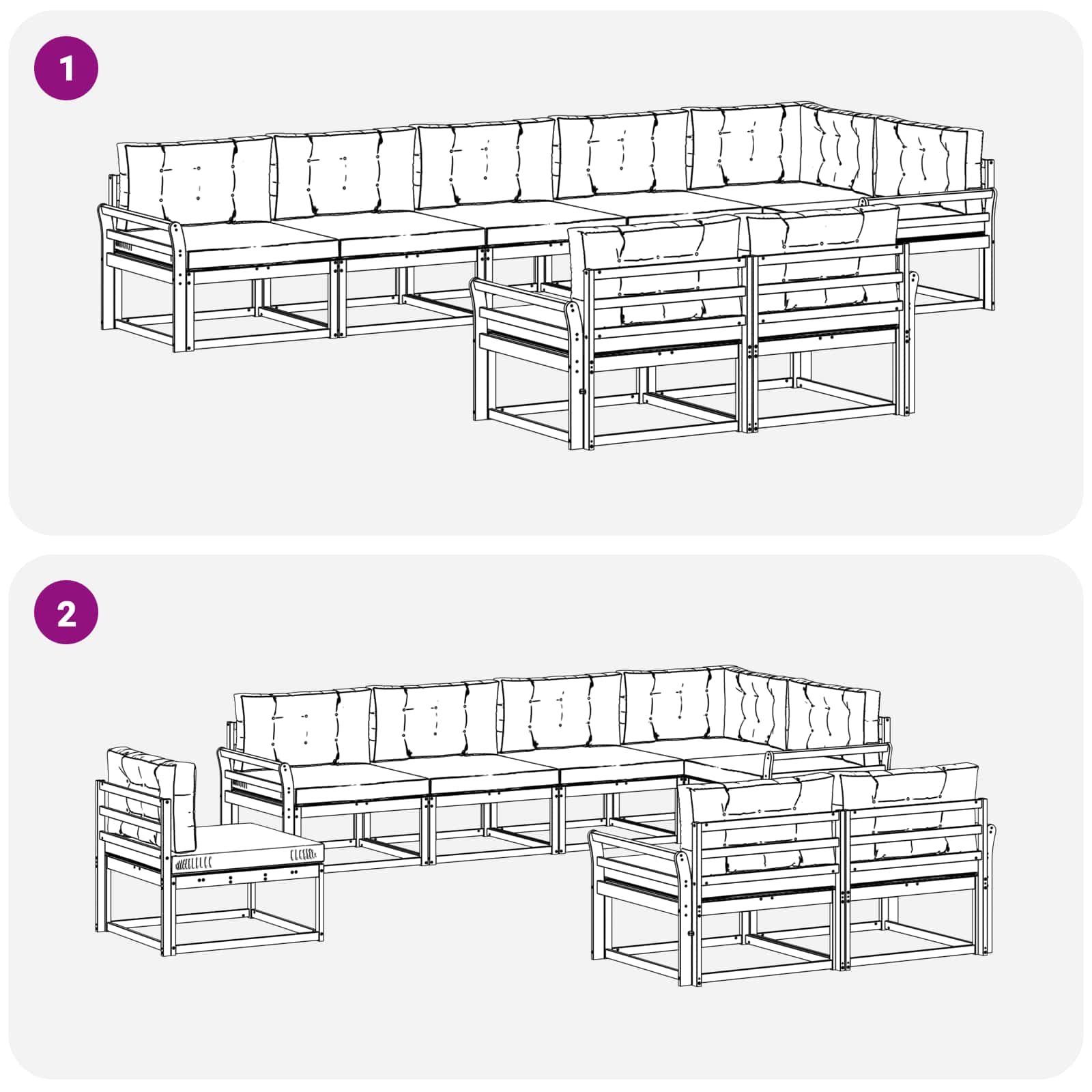 Set vanjskih sofa s jastukom 6 pcs Bijela i bež Poliester