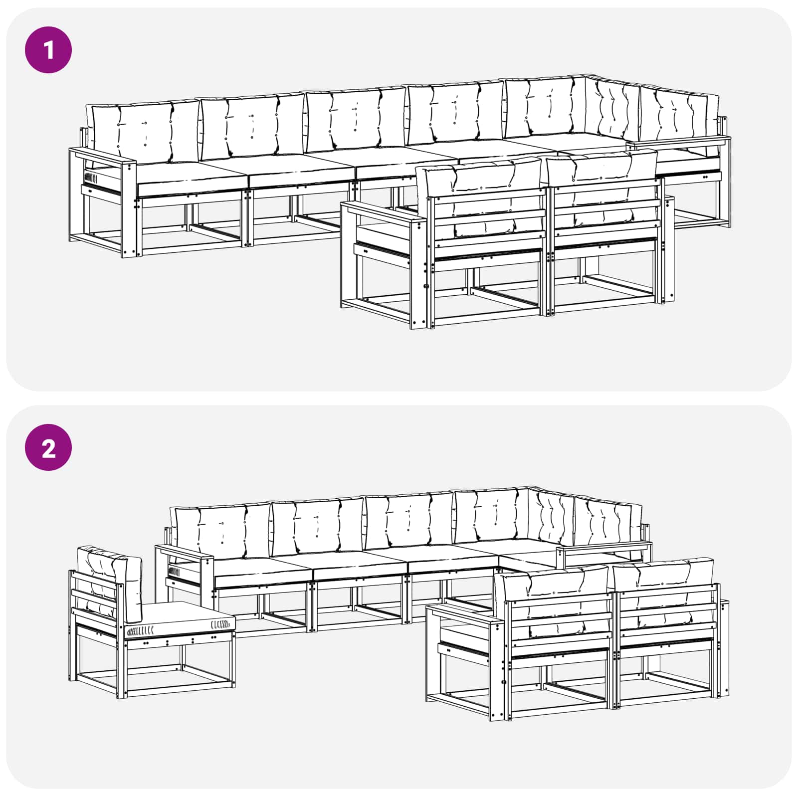 Set vanjskih sofa s jastukom 6 pcs Bijela i antracit Poliester