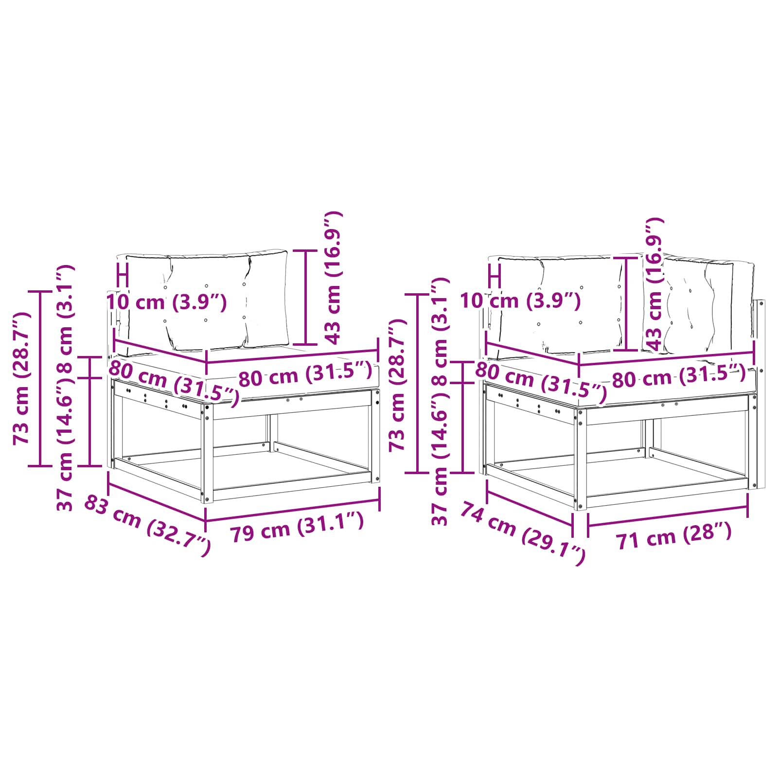 Set vanjskih sofa s jastukom 6 pcs Bijela i krem Poliester