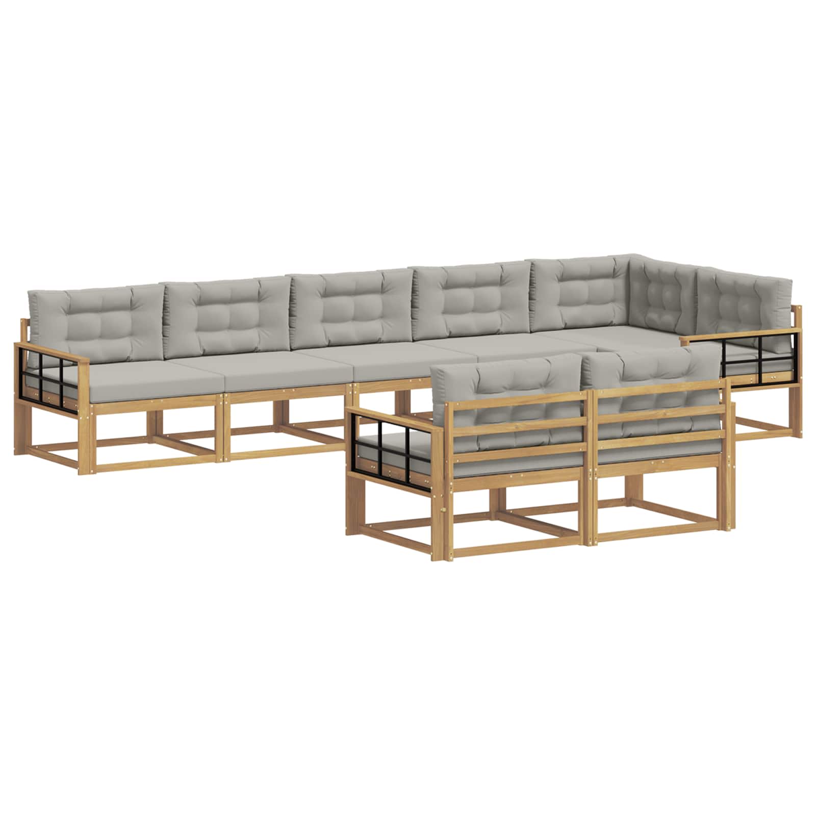 Set vanjskih sofa 6 pcs Bijela i svjetlosiva Poliester