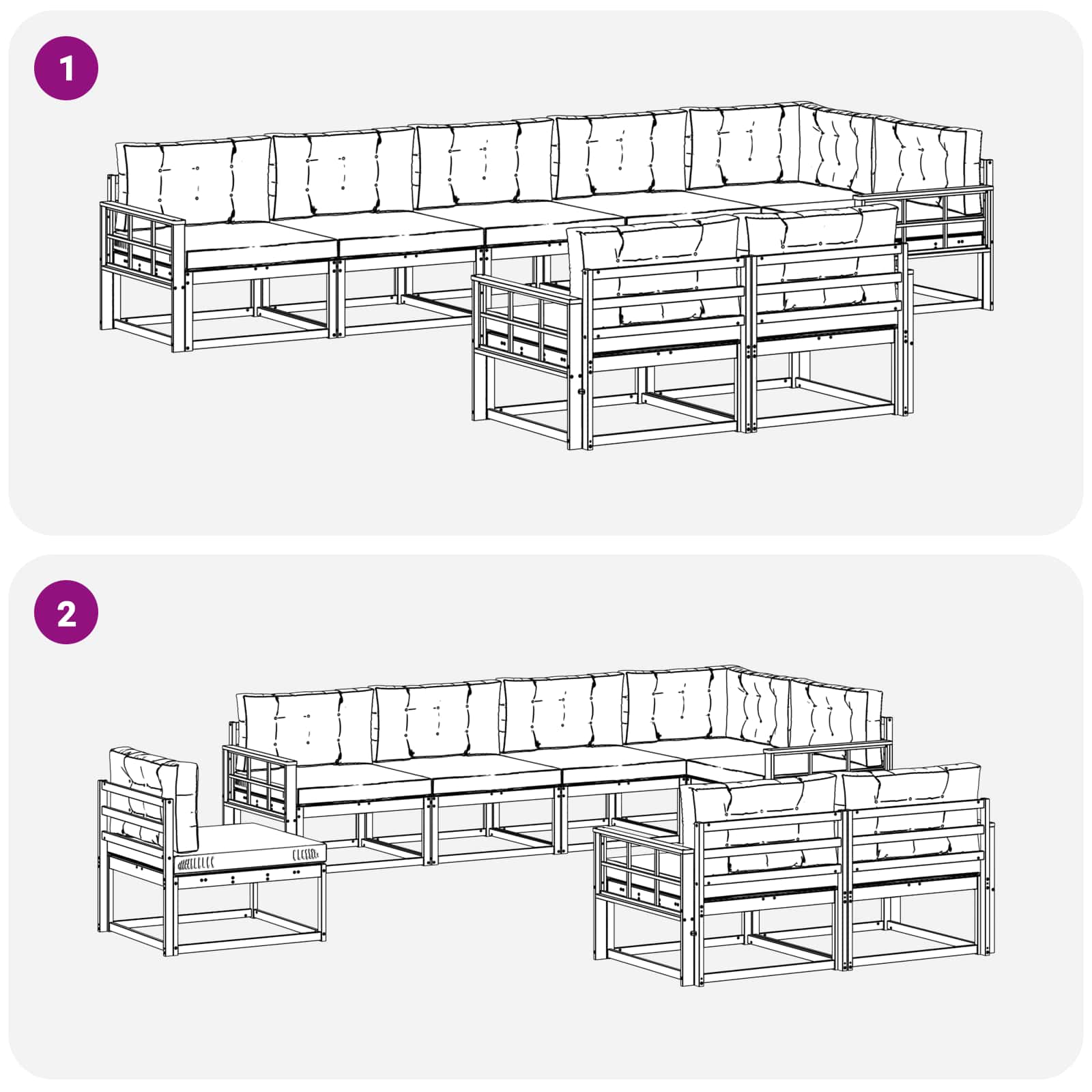 Set vanjskih sofa 6 pcs Bijela i svjetlosiva Poliester