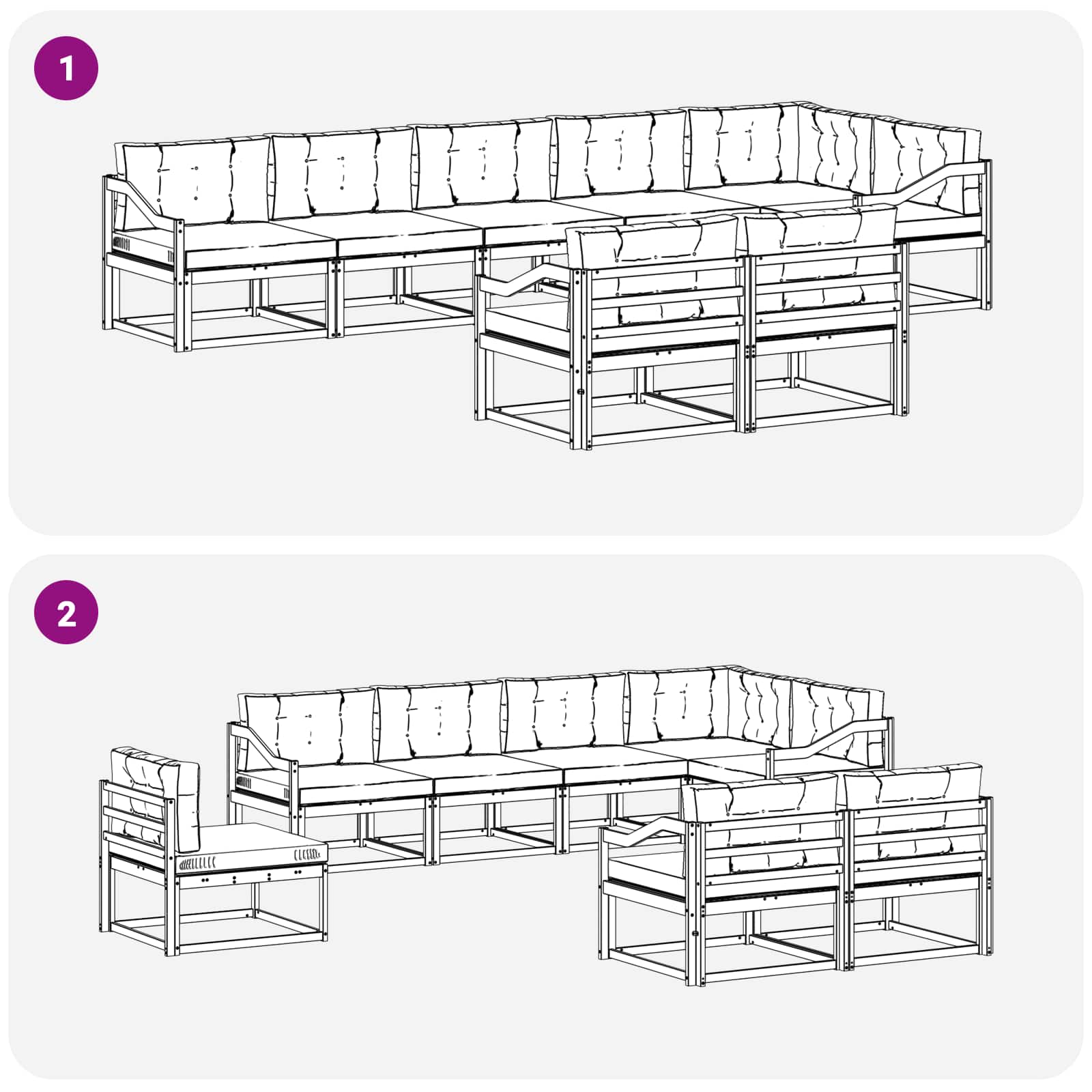 Set vanjskih sofa s jastukom 6 pcs Bijela i krem Poliester