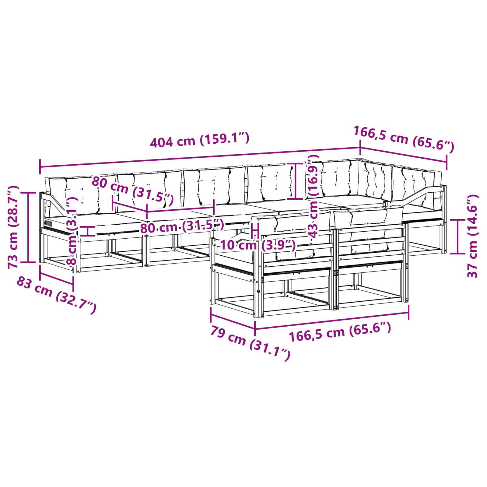 Set vanjskih sofa 6 pcs Bijela i svjetlosiva Poliester