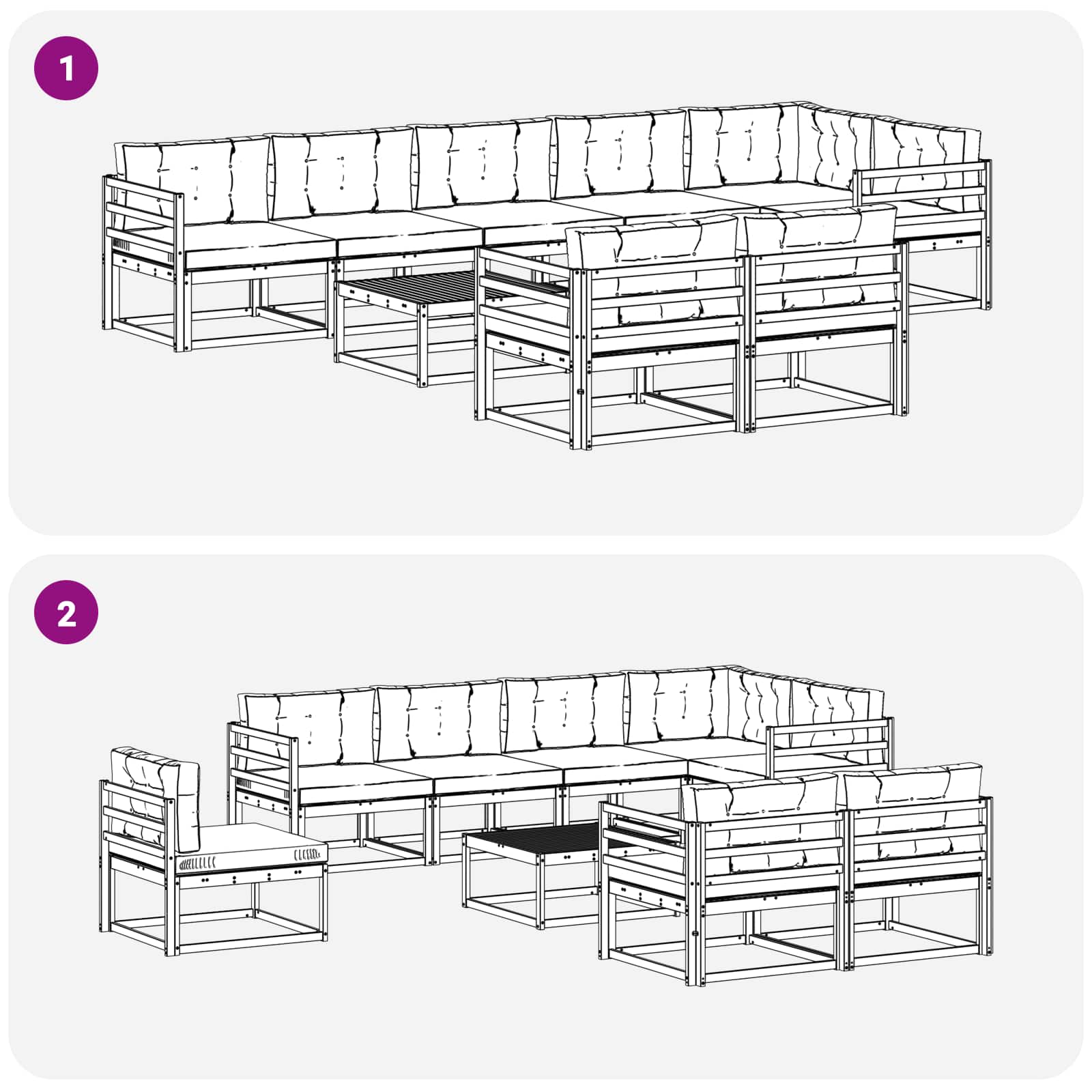 Set vanjskih sofa 9 pcs Bijela i antracit 79 x 79 x 37 cm