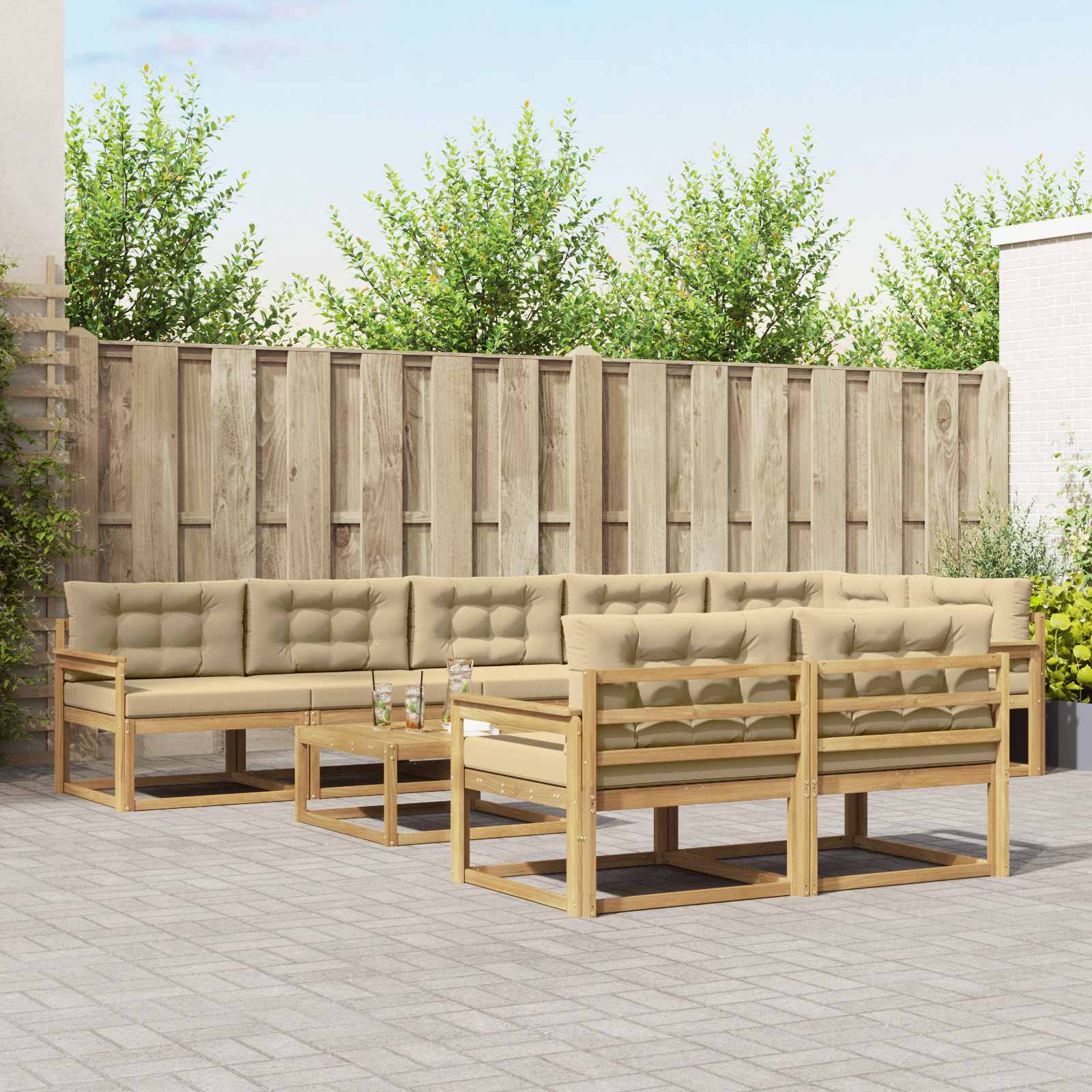 Set vanjskih sofa 9 pcs Bijela i bež 79 x 79 x 37 cm Poliester