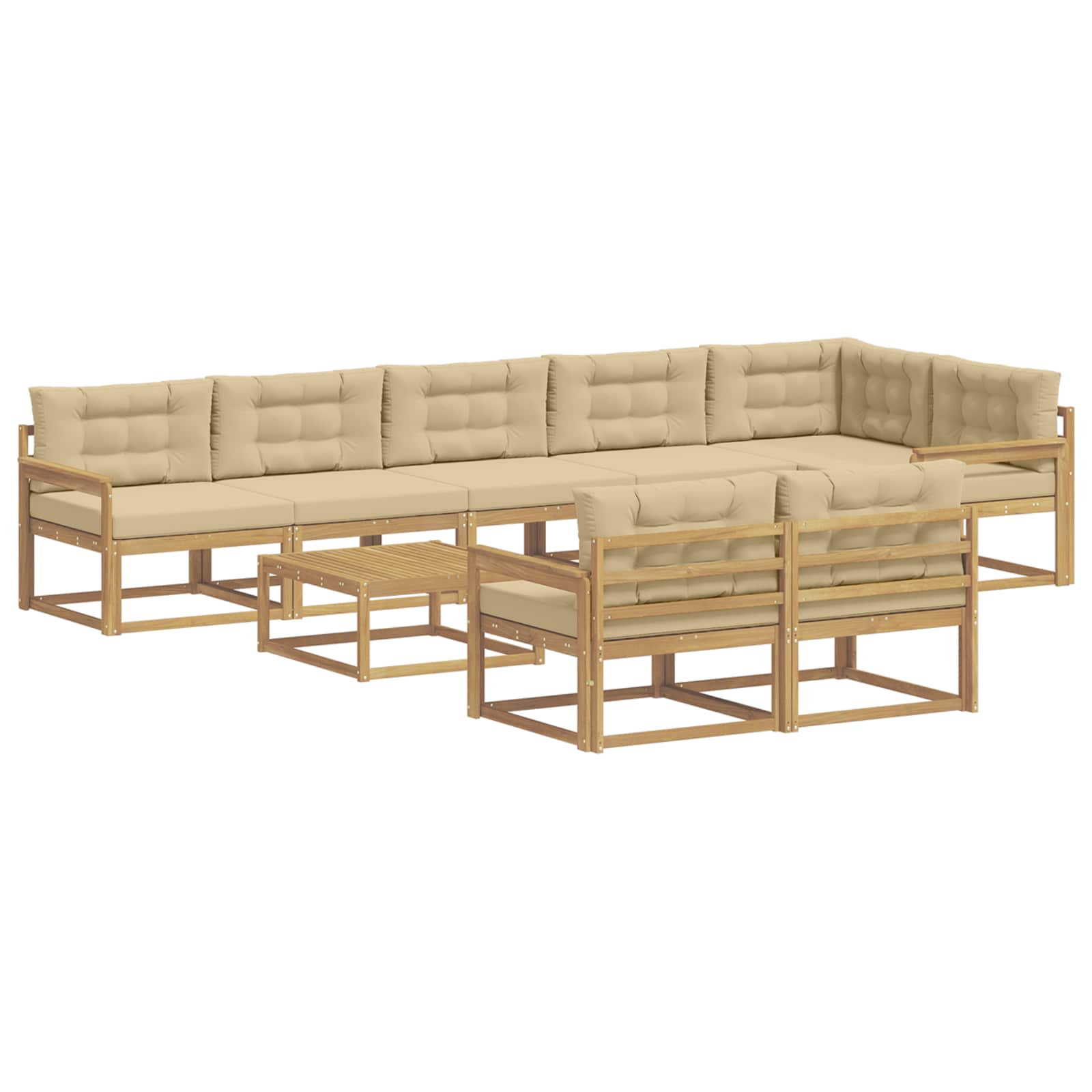 Set vanjskih sofa 9 pcs Bijela i bež 79 x 79 x 37 cm Poliester