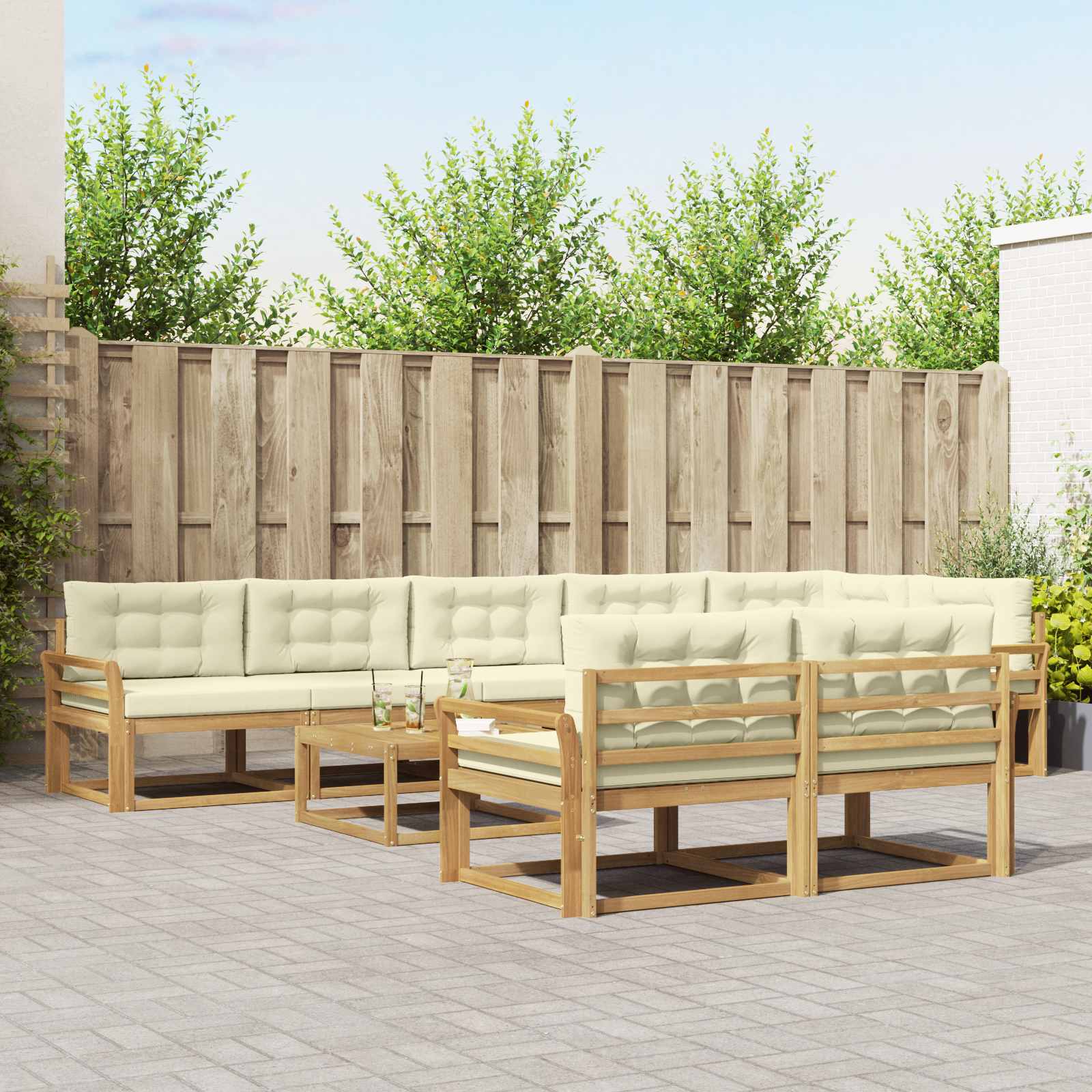 Set vanjskih sofa 9 pcs Bijela i krem 79 x 79 x 37 cm Poliester