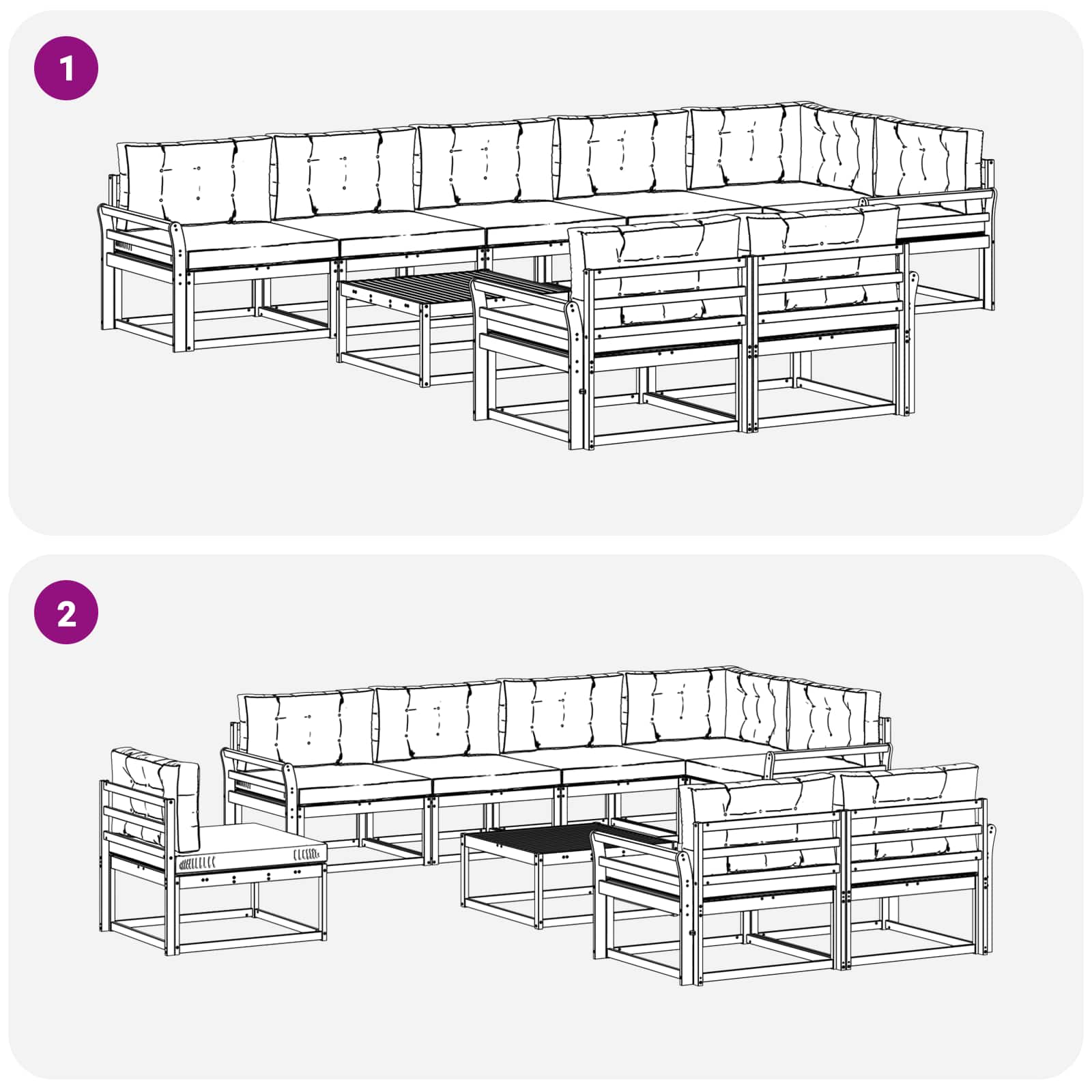Set vanjskih sofa 9 pcs Bijela i bež 79 x 79 x 37 cm Poliester