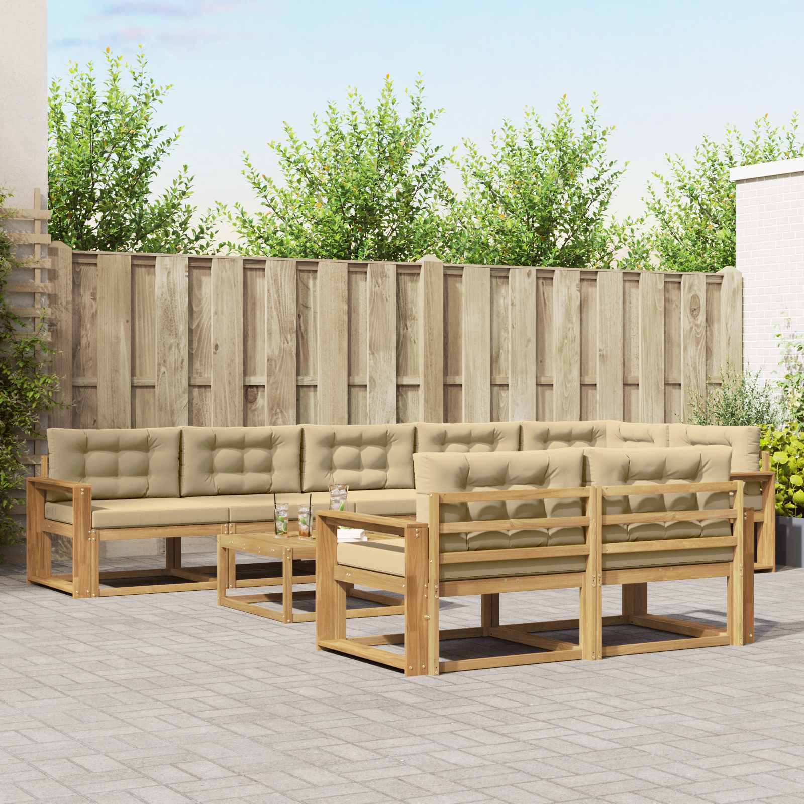 Set vanjskih sofa 9 pcs Bijela i bež 79 x 79 x 37 cm Poliester