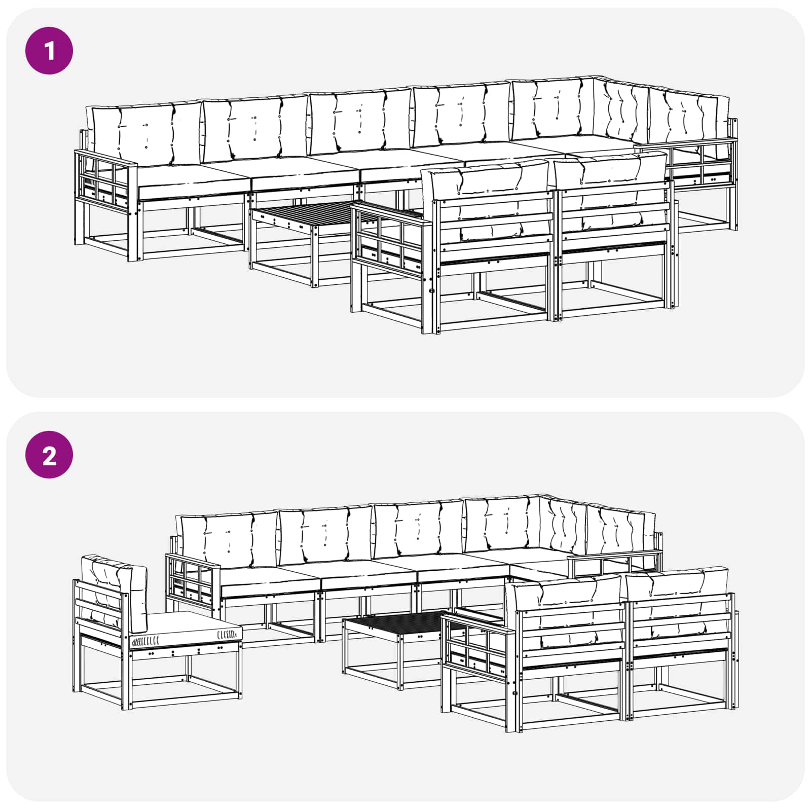 Set vanjskih sofa 9 pcs Bijela i bež 79 x 79 x 37 cm Poliester