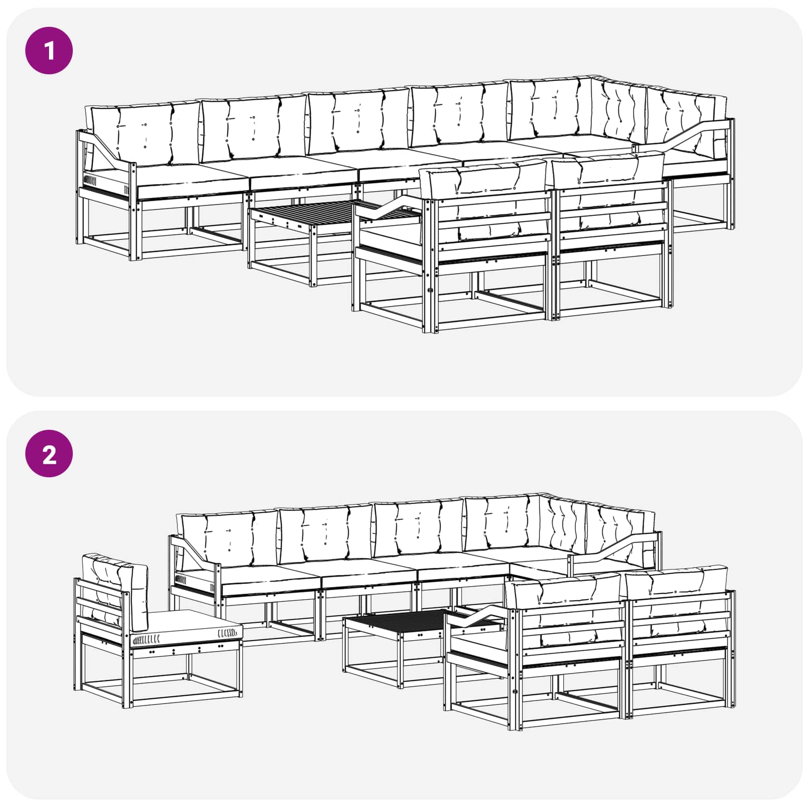 Set vanjskih sofa 9 pcs Bijela i bež 79 x 79 x 37 cm Poliester